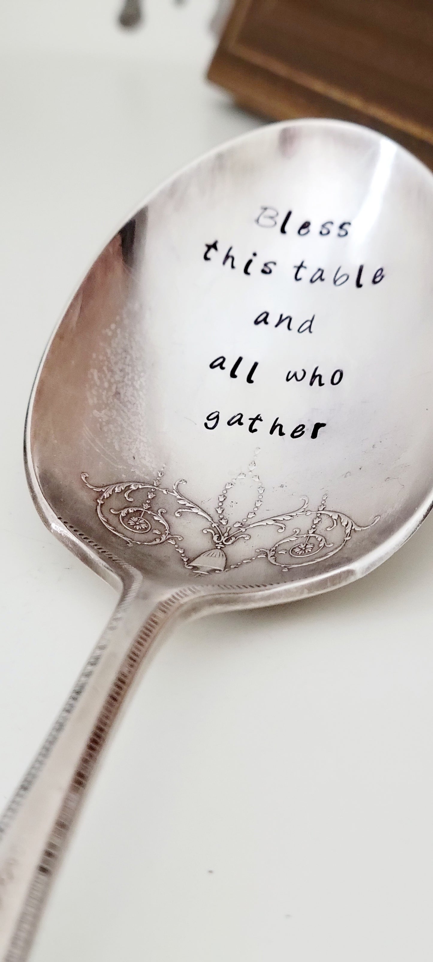 Bless this table and all who gather- Vintage Personalized Stamped Spoon | Wandering Tulips