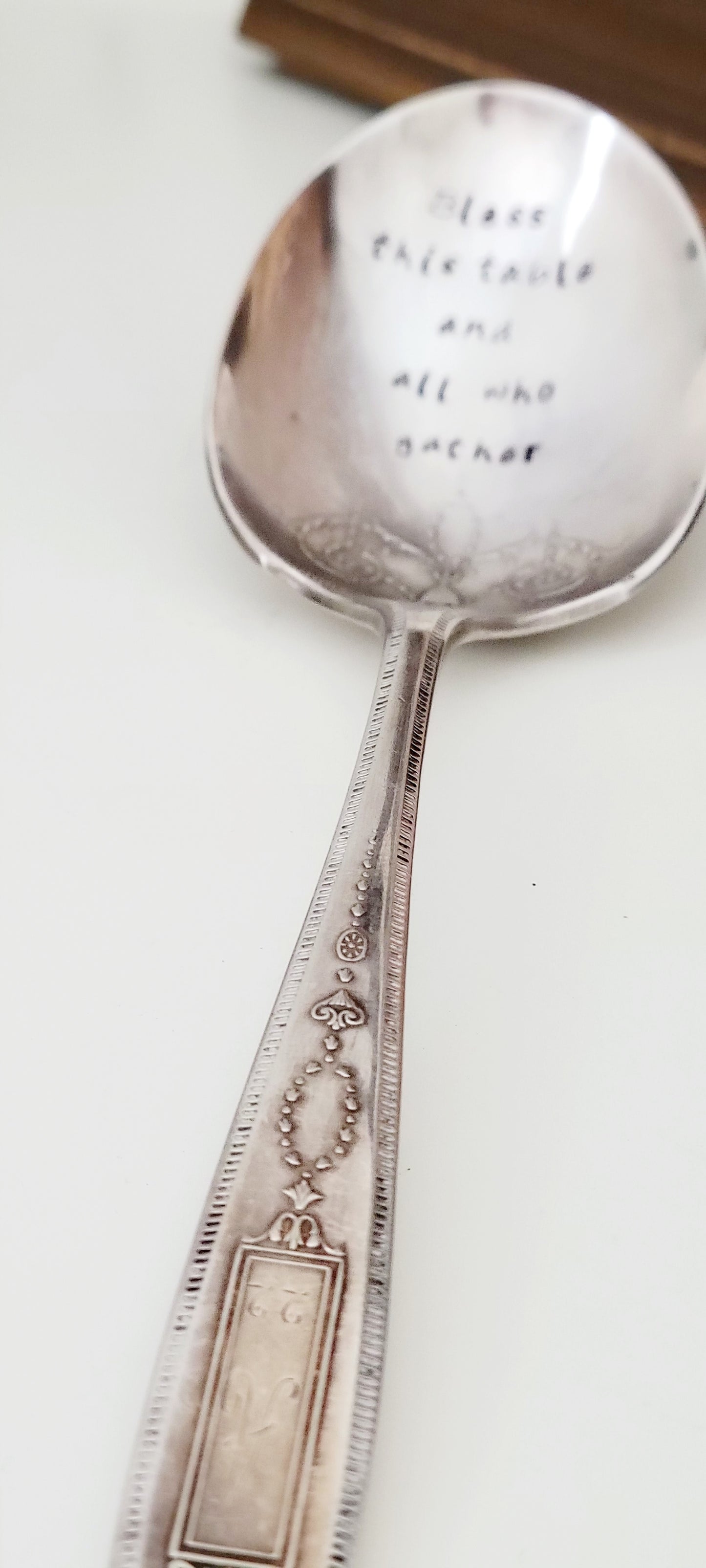Bless this table and all who gather- Vintage Personalized Stamped Spoon | Wandering Tulips