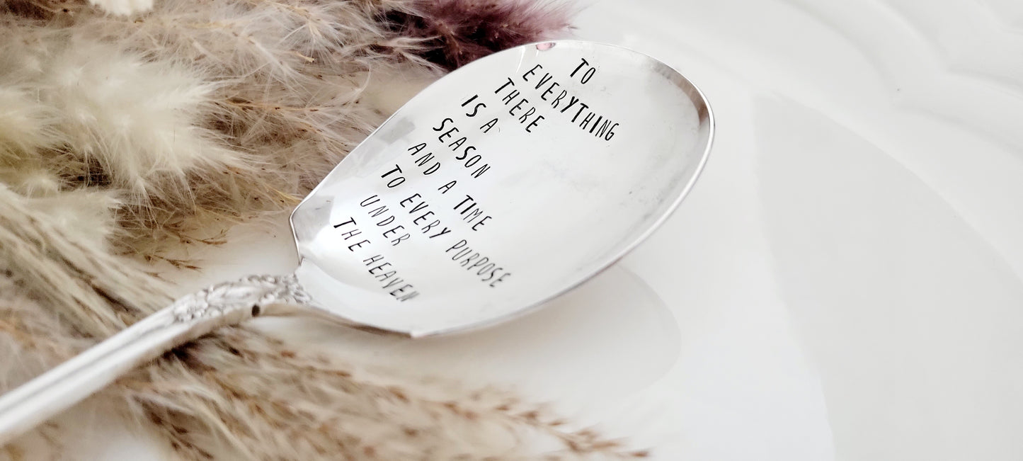 To everything there is a season - Vintage Personalized Stamped Spoon | Wandering Tulips