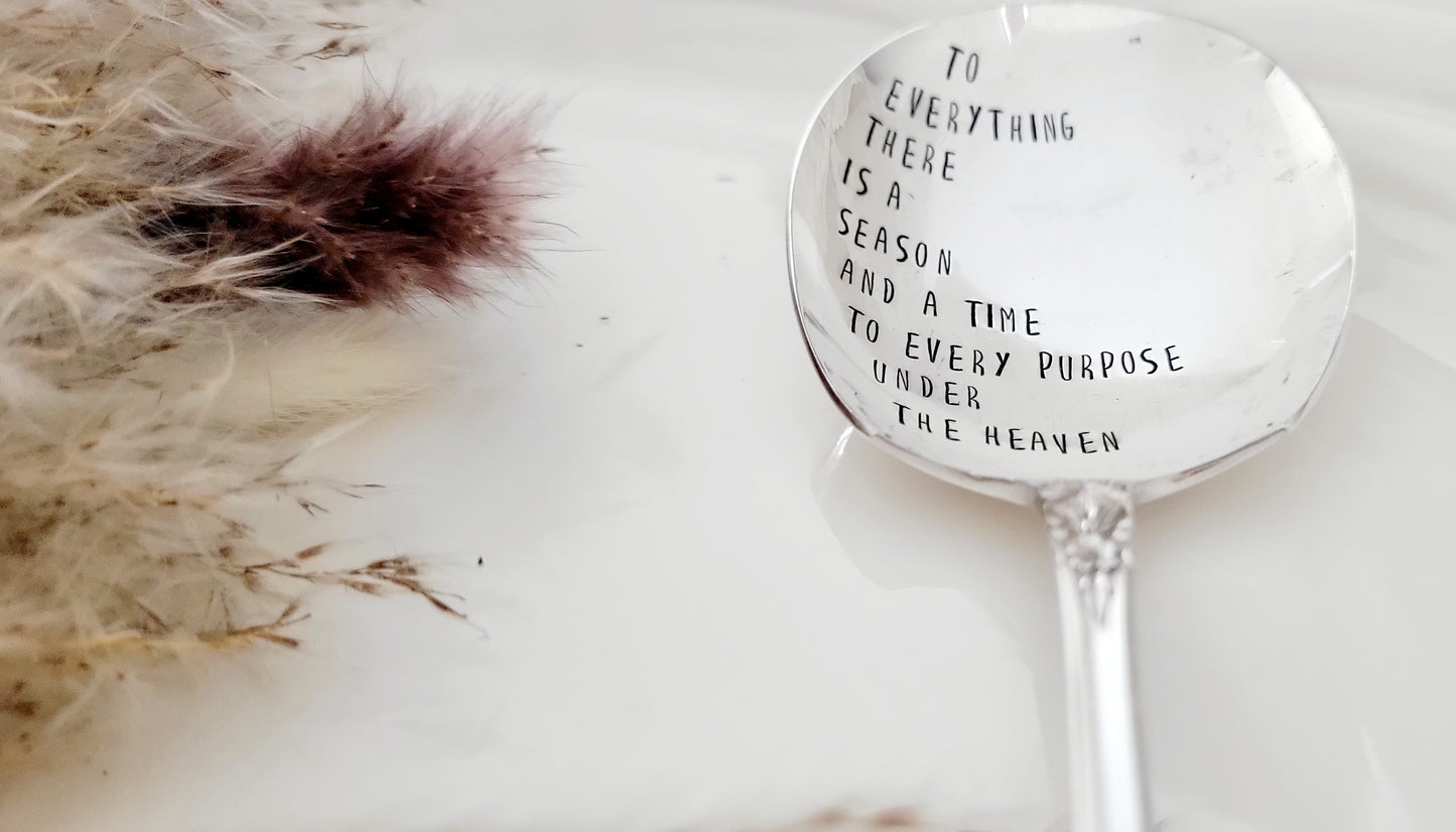 To everything there is a season - Vintage Personalized Stamped Spoon | Wandering Tulips