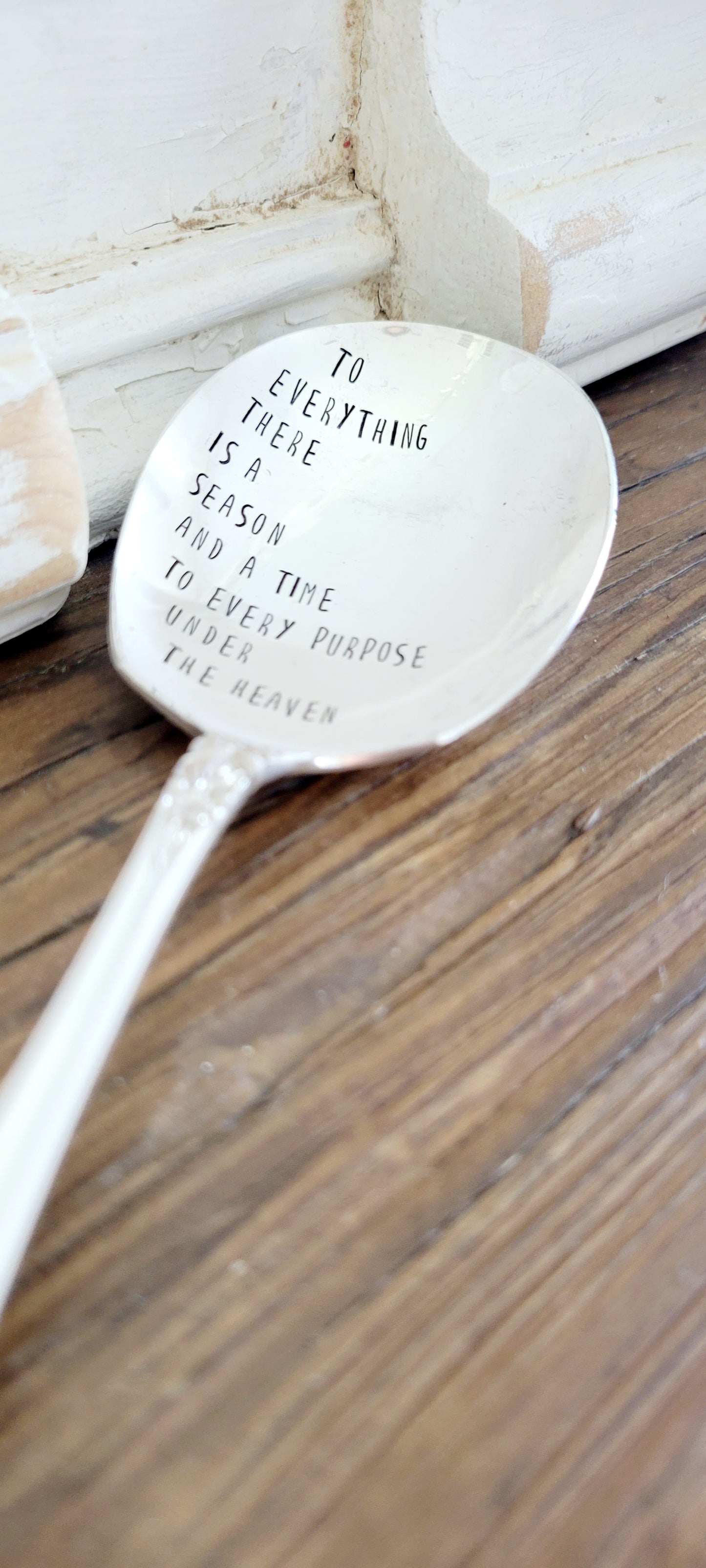 To everything there is a season - Vintage Personalized Stamped Spoon | Wandering Tulips