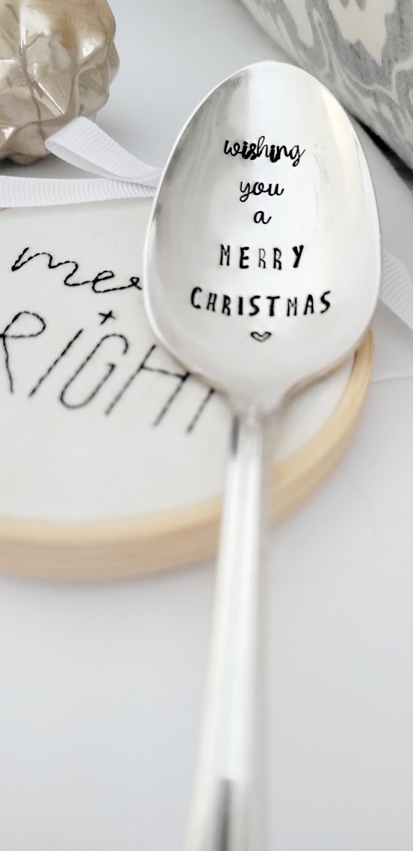 Wishing You A Merry Christmas - Vintage Personalized Stamped Spoon | Wandering Tulips