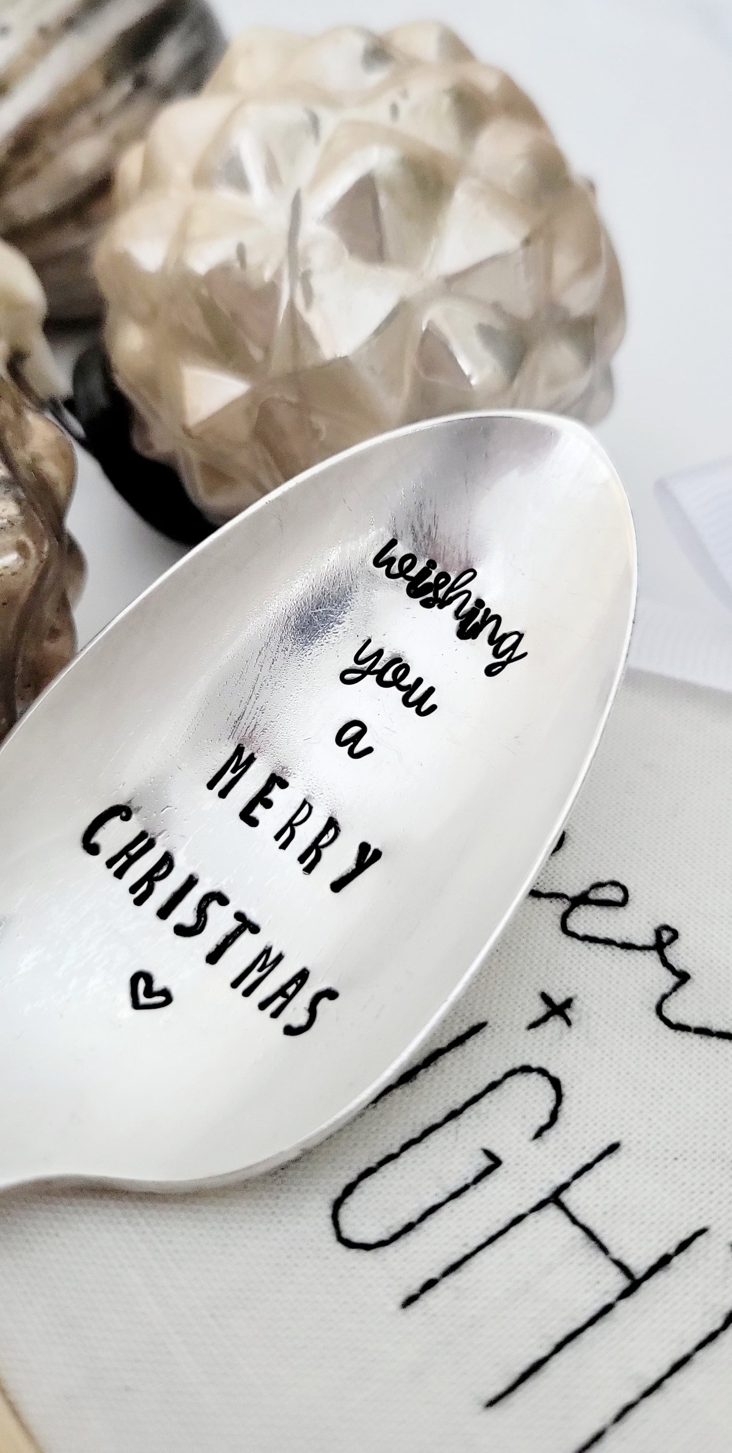 Wishing You A Merry Christmas - Vintage Personalized Stamped Spoon | Wandering Tulips