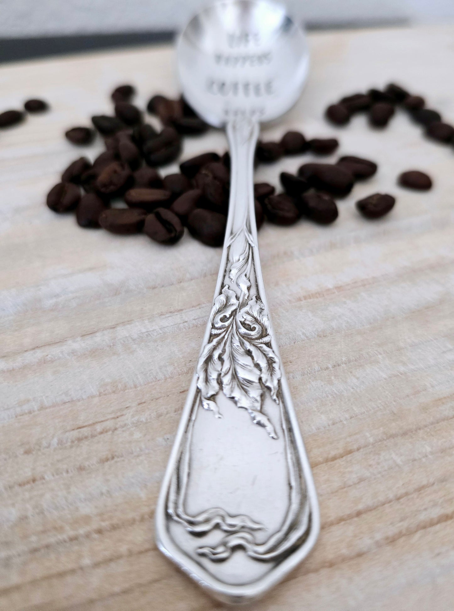 Life Happens Coffee Helps - Vintage Personalized Stamped Spoon | Wandering Tulips