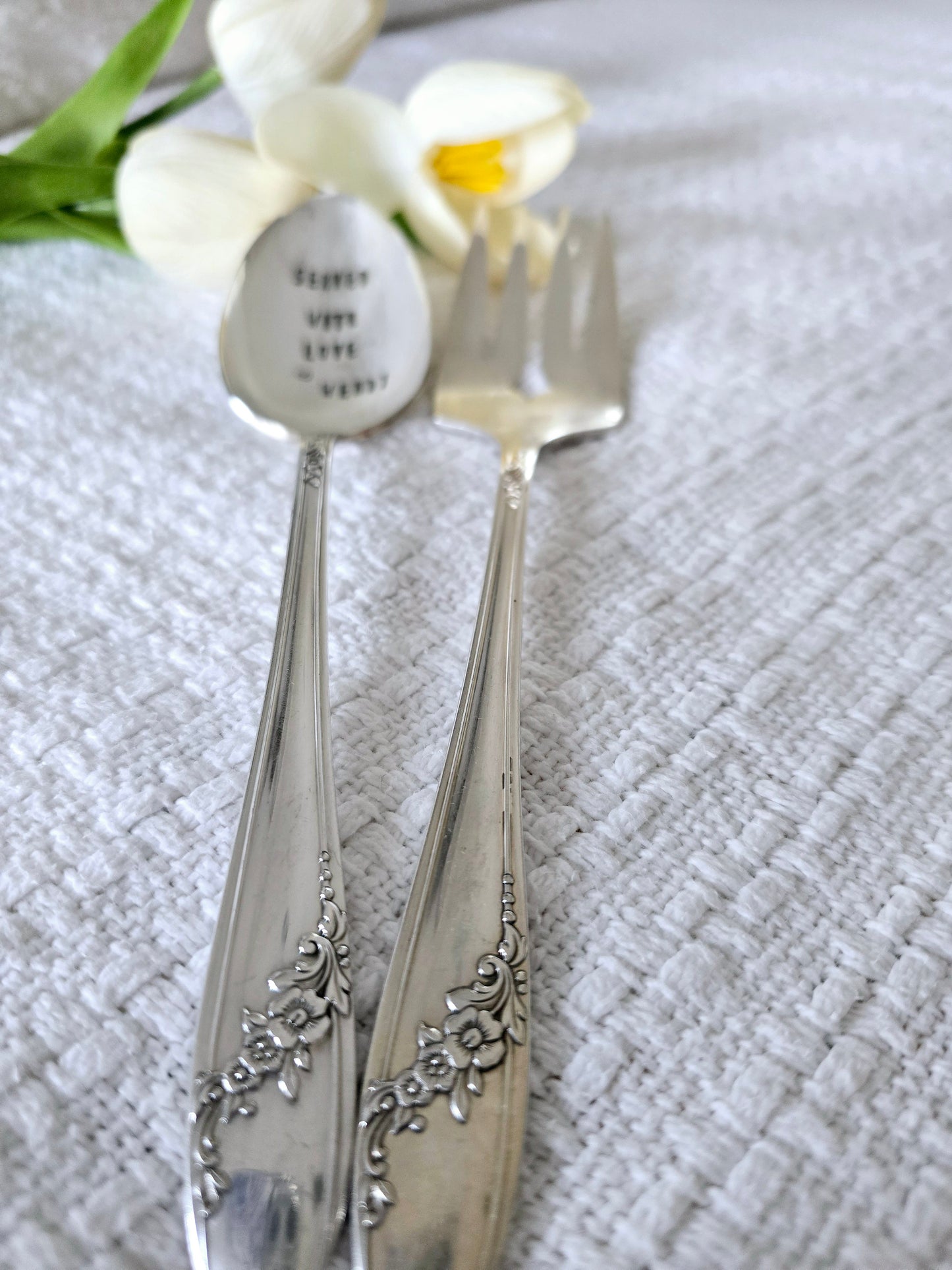 Customized Large Serving Spoon With Serving Fork- Vintage Personalized Stamped Spoon | Wandering Tulips