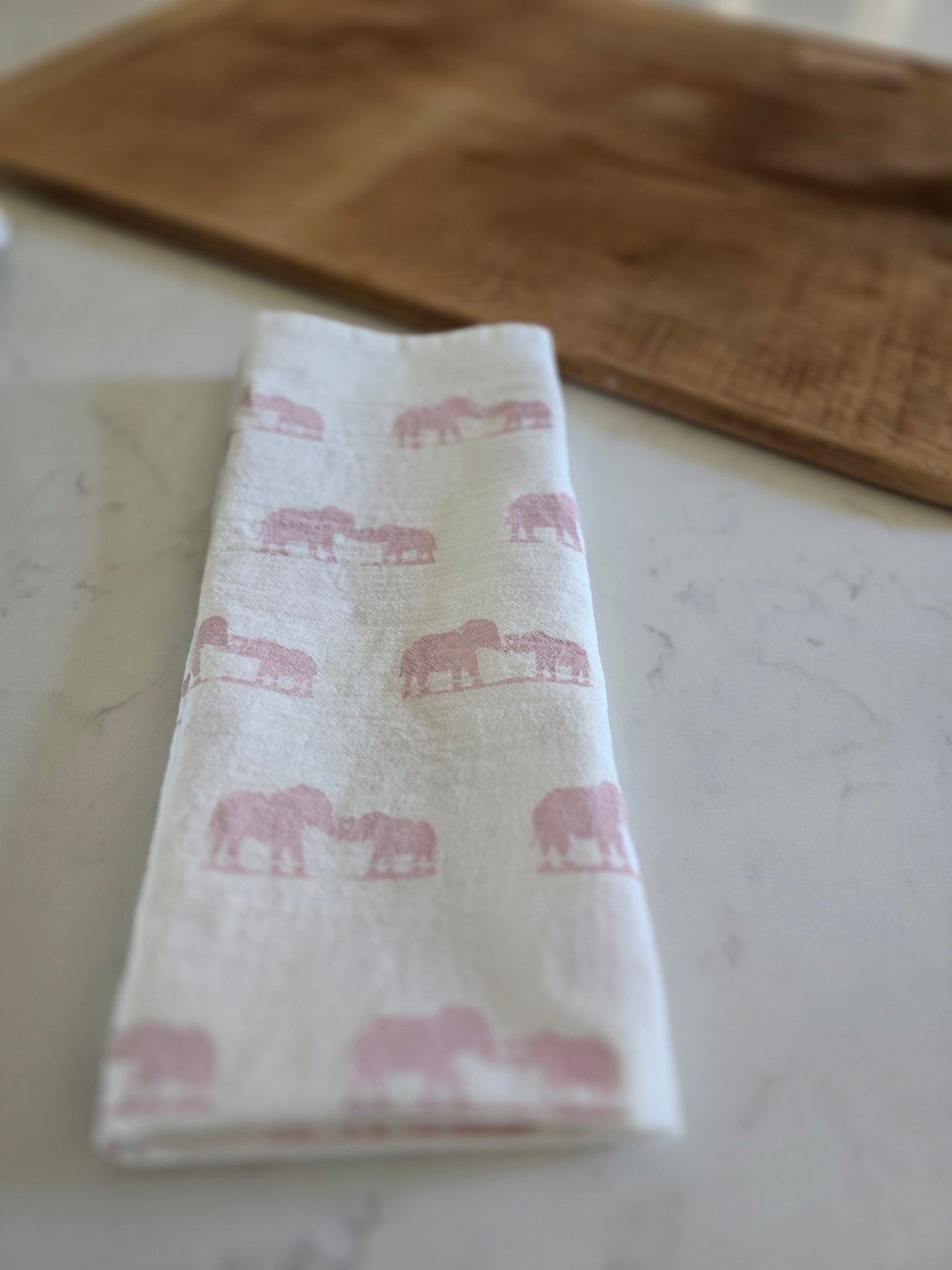 Elephant Tea Towel - Hand Painted Original Towel | Wandering Tulips