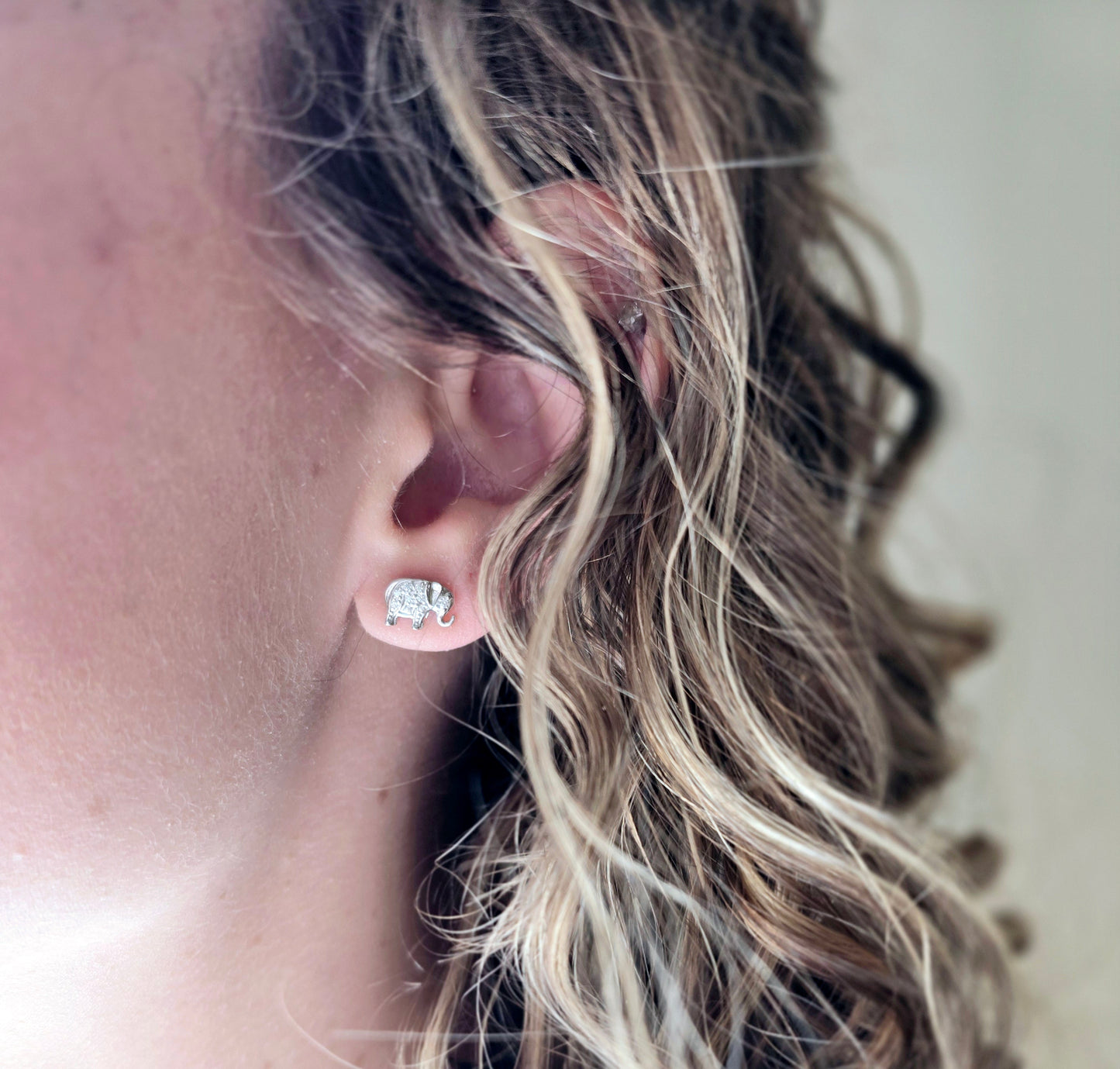 Sterling Silver CZ Elephant Earrings | Wandering Tulips