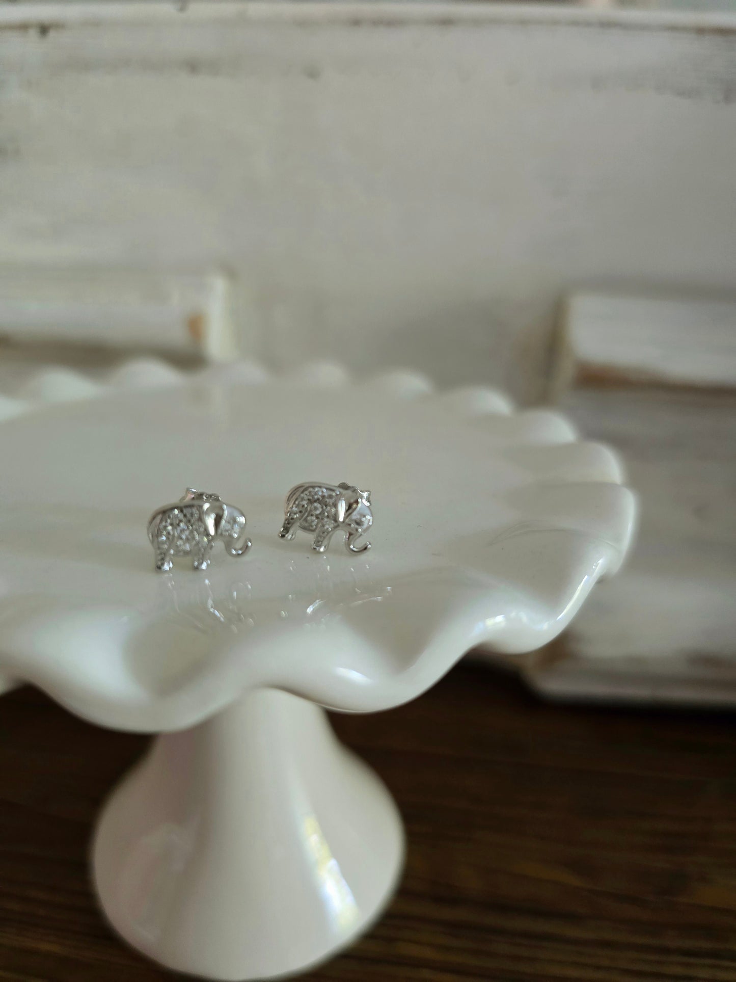 Sterling Silver CZ Elephant Earrings | Wandering Tulips