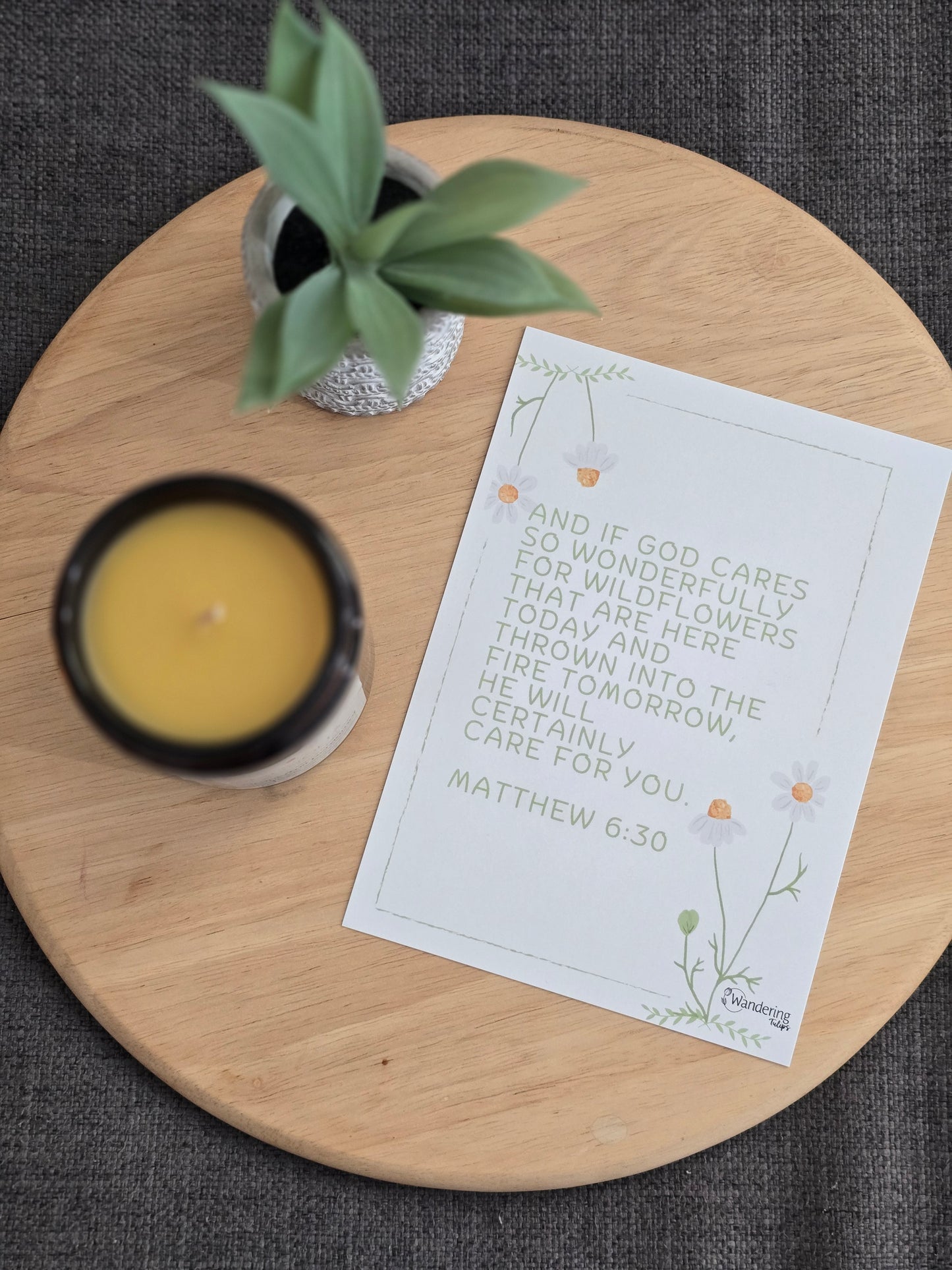 Grapefruit Bergamot Organic Beeswax Candle - Toxic Free | Wandering Tulips