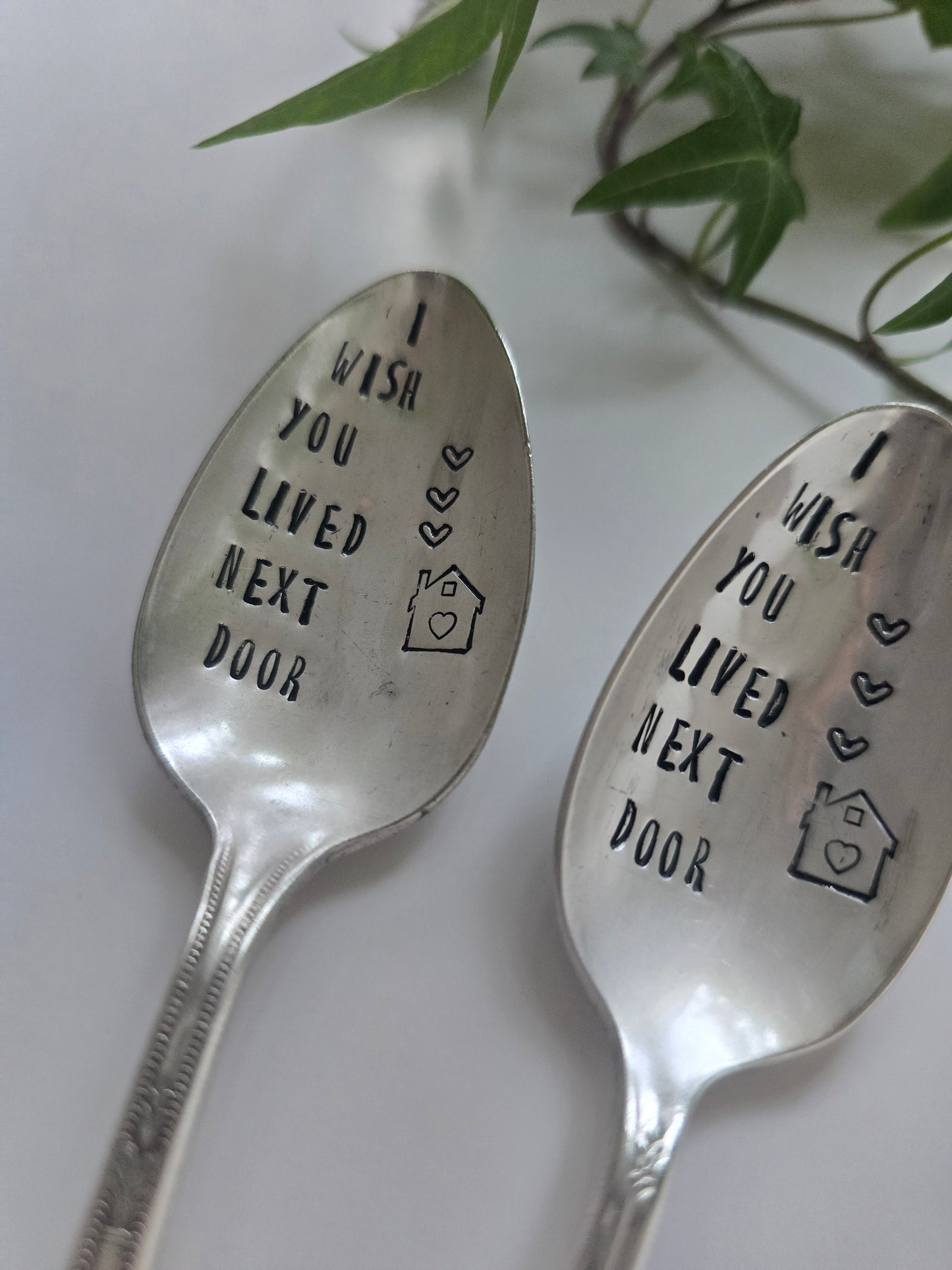 I Wish You Lived Next Door - Vintage Personalized Stamped Spoon | Wandering Tulips