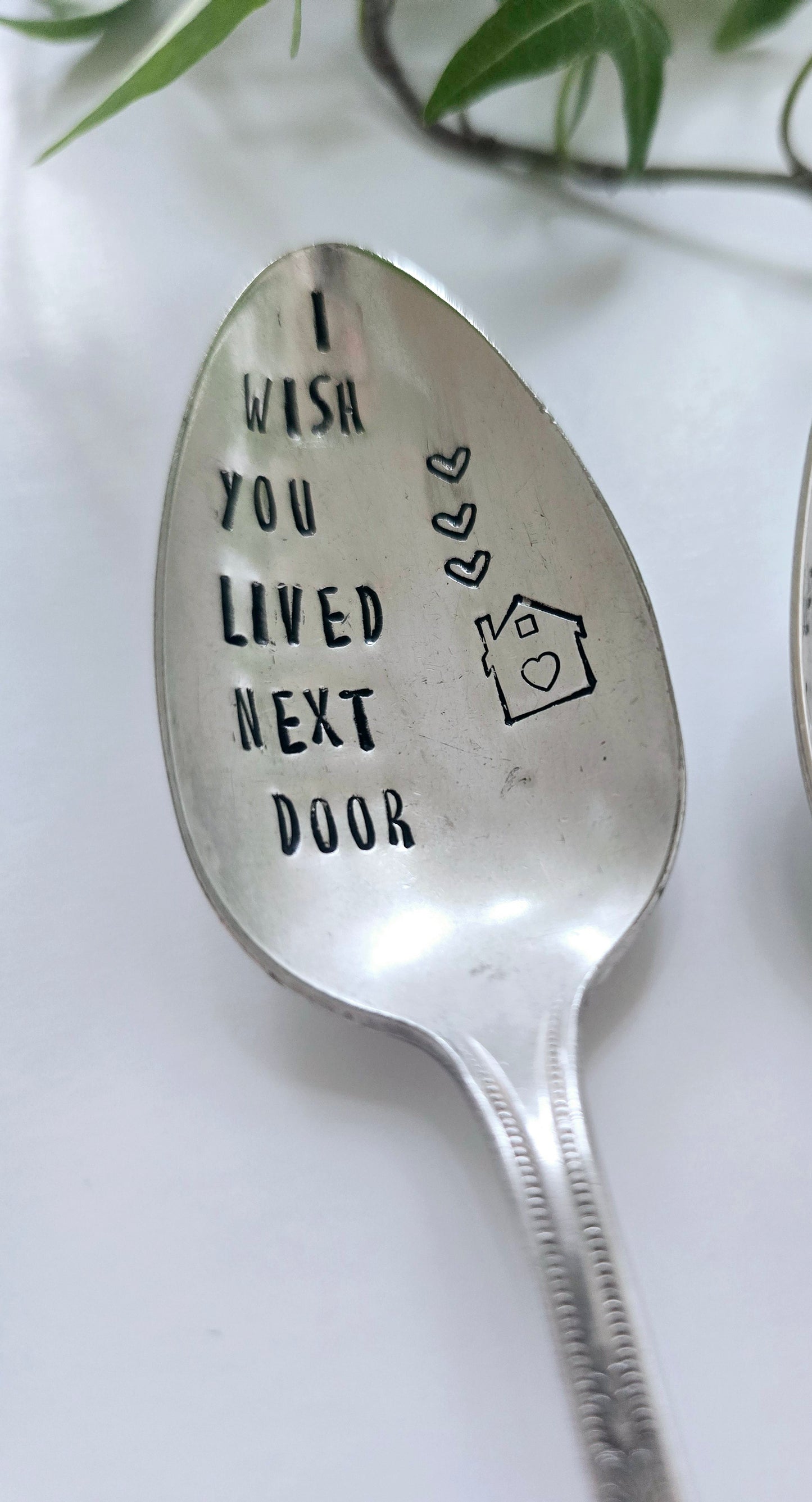 I Wish You Lived Next Door - Vintage Personalized Stamped Spoon | Wandering Tulips