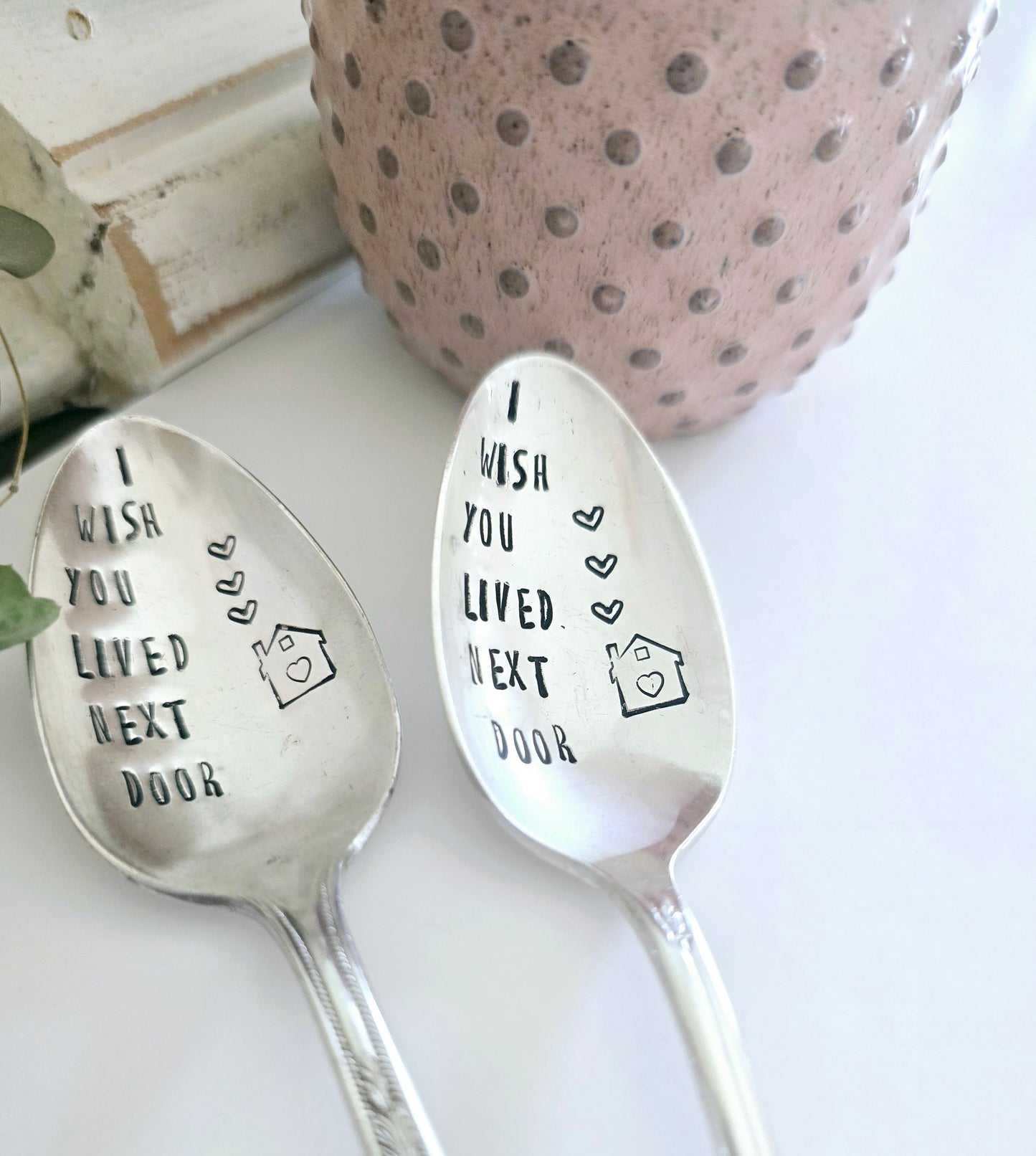 I Wish You Lived Next Door - Vintage Personalized Stamped Spoon | Wandering Tulips