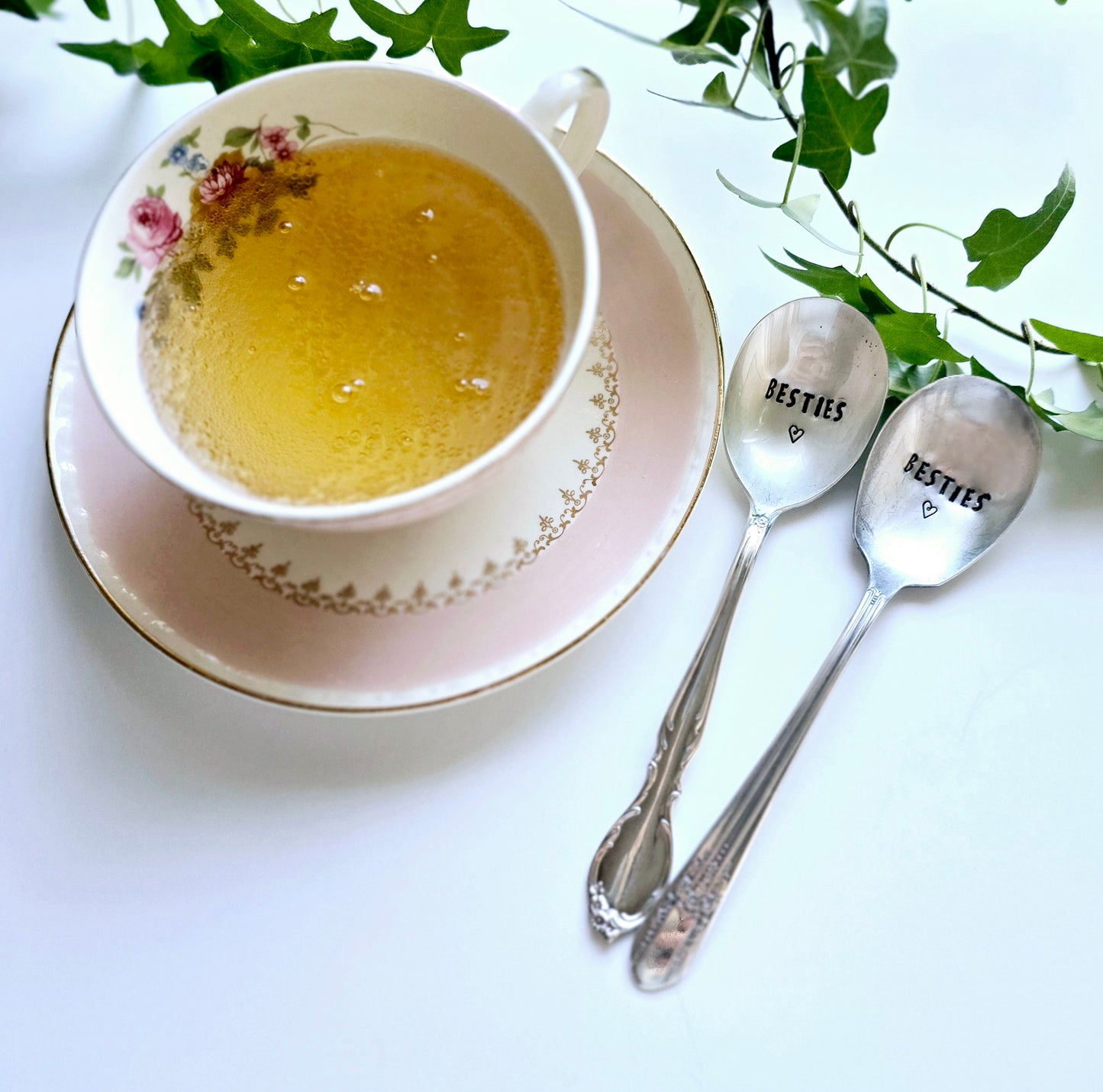 Besties Set of 2 Spoons - Vintage Personalized Stamped Spoons | Wandering Tulips