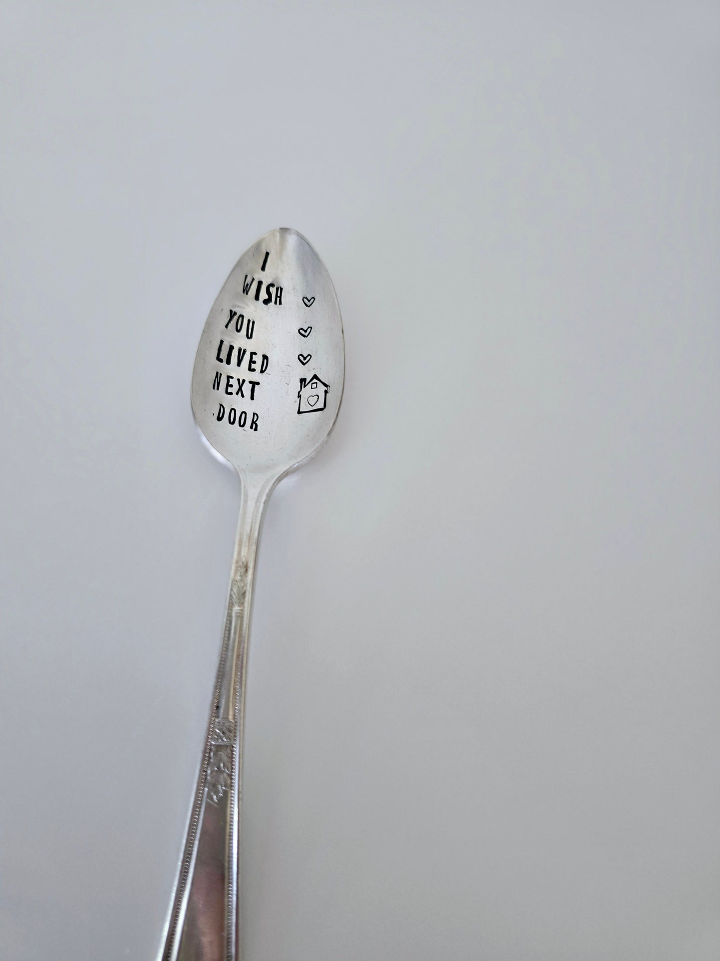 I Wish You Lived Next Door - Vintage Personalized Stamped Spoon | Wandering Tulips