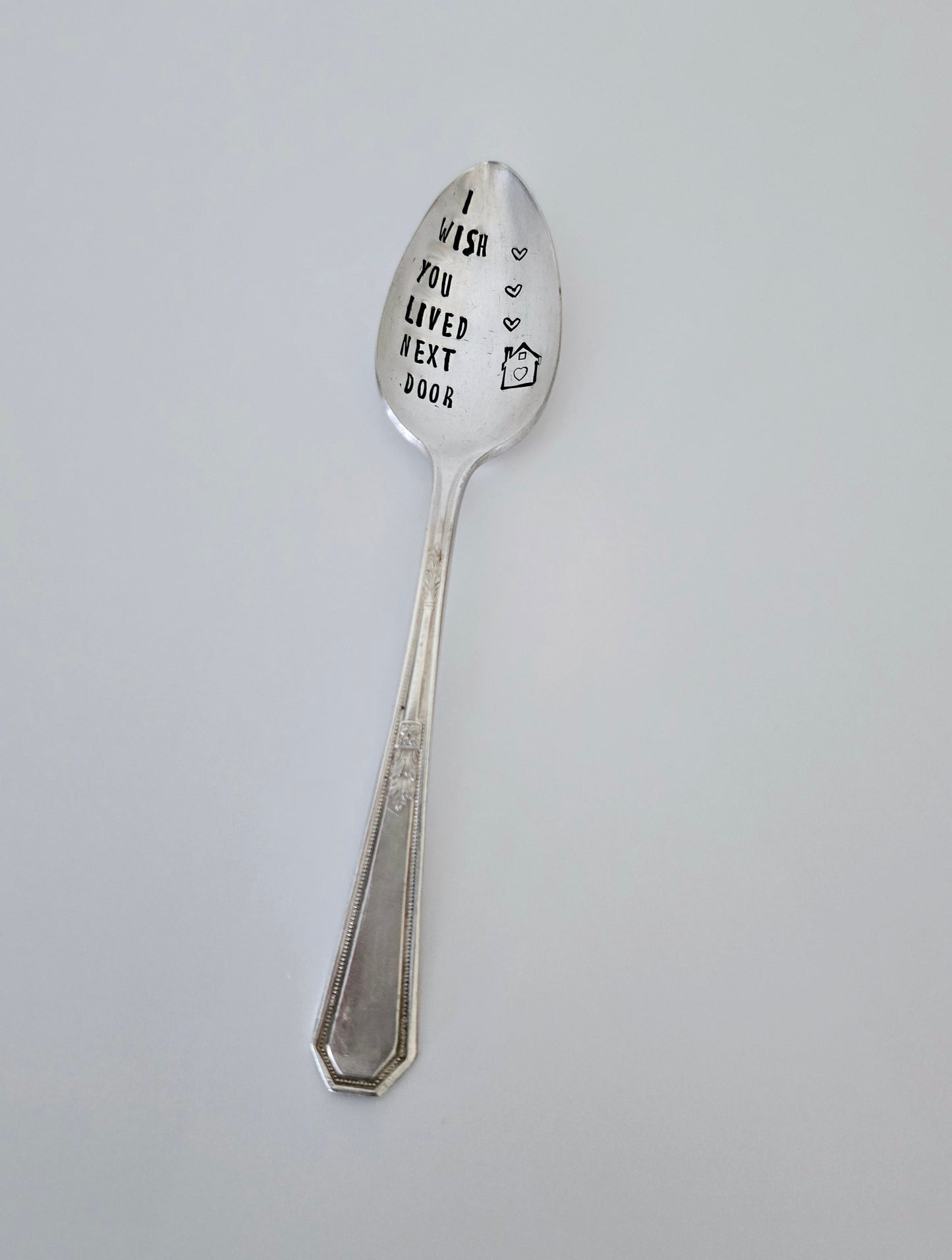 I Wish You Lived Next Door - Vintage Personalized Stamped Spoon | Wandering Tulips