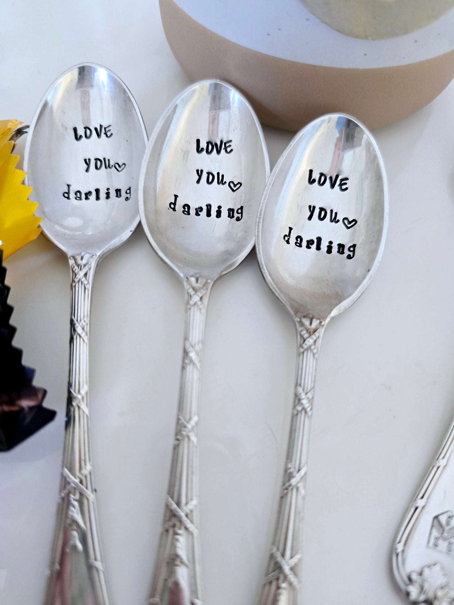 Love you darling stamped vintage spoon| Wandering Tulips