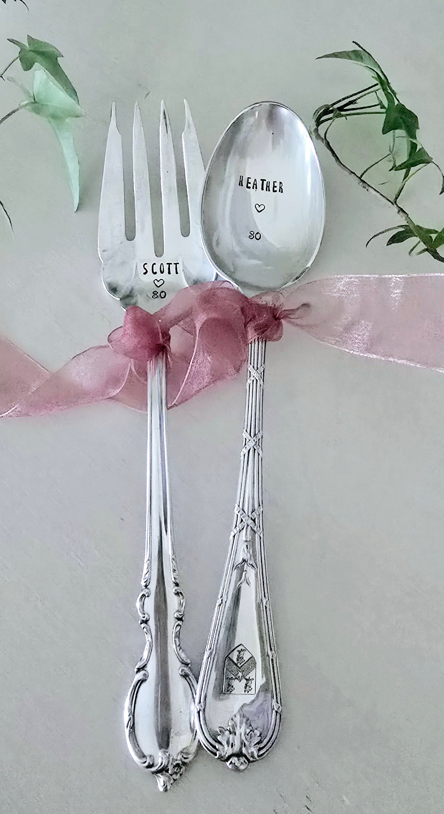 Customized Large Serving Spoon With Serving Fork- Vintage Personalized Stamped Spoon | Wandering Tulips