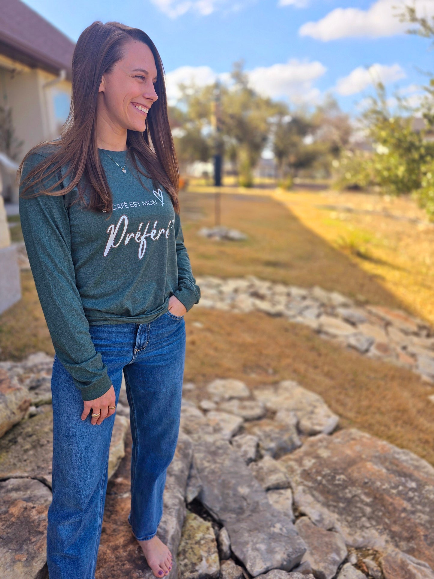 Coffee Is My Favorite In French Unisex Long Sleeve Tee | Wandering Tulips