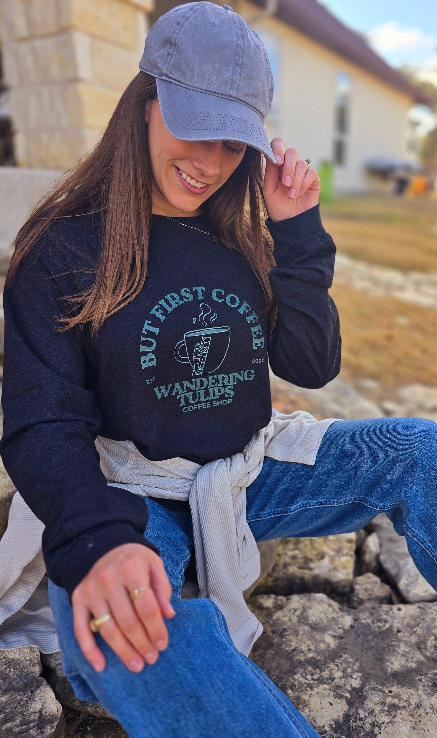 But First Coffee Unisex Long Sleeve Tee | Wandering Tulips