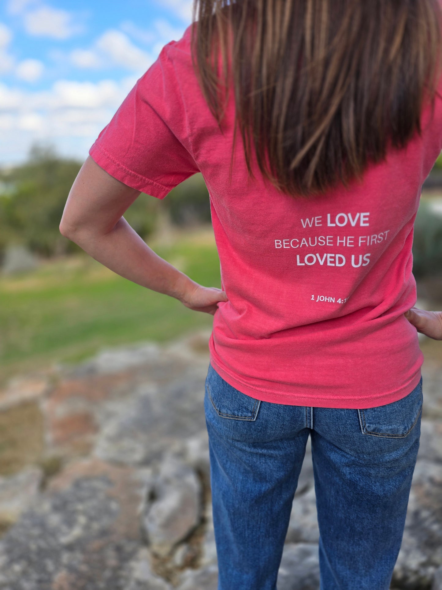 We Love Because He Loved Us Short Sleeve T-Shirt | Wandering Tulips