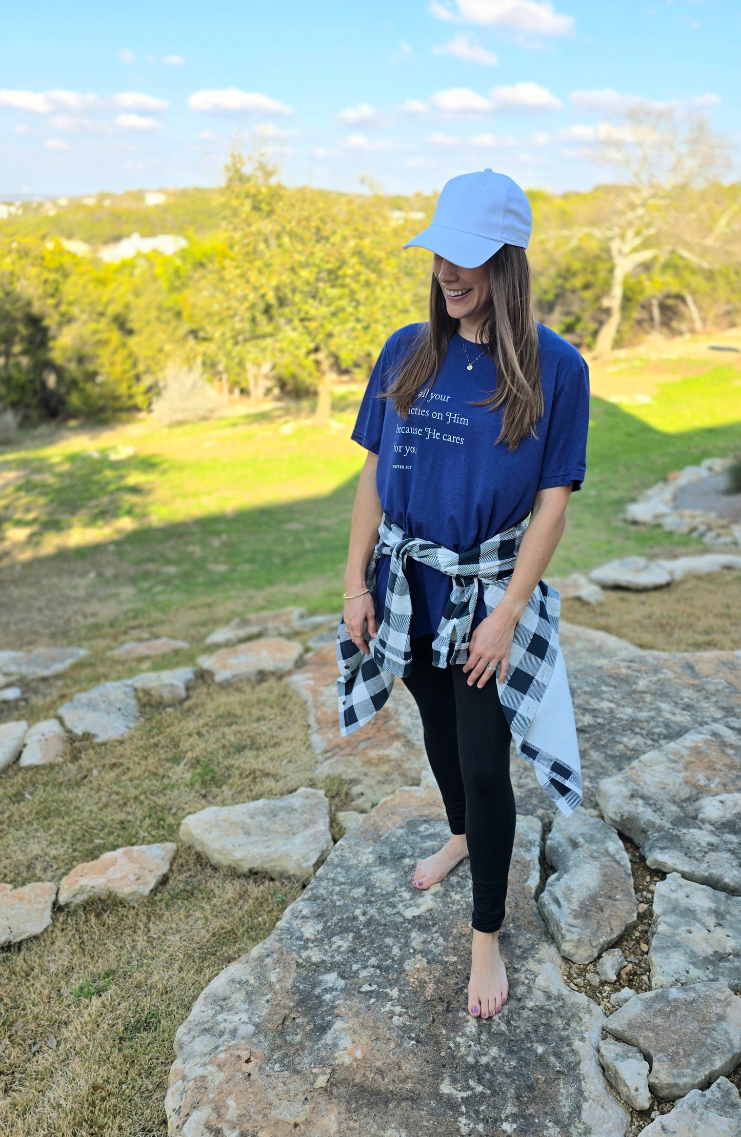 Cast All Your Anxieties 1 Peter 5:7 Short Sleeve T-Shirt | Wandering Tulips