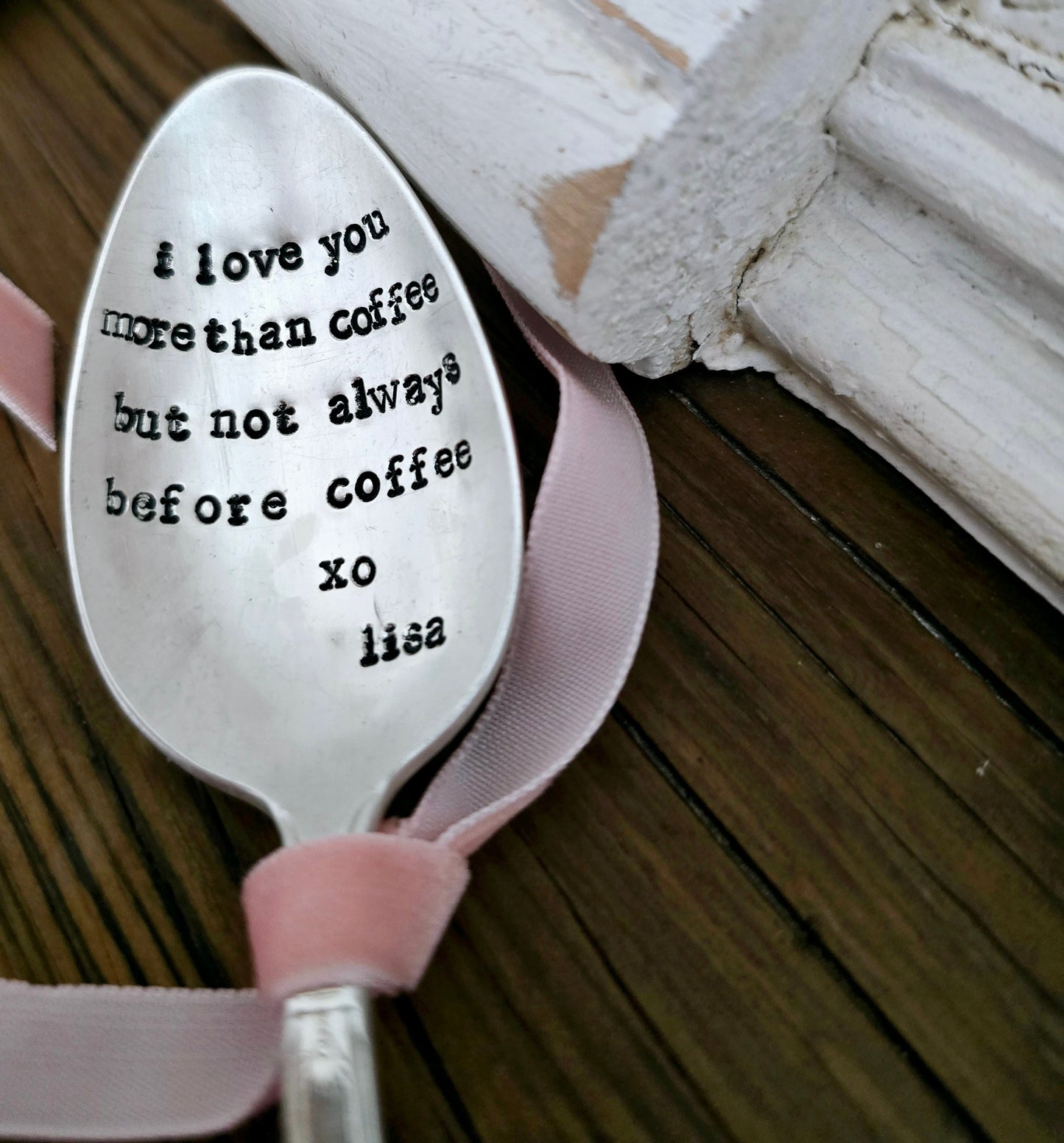 I Love You More Than Coffee - Vintage Personalized Stamped Spoon | Wandering Tulips