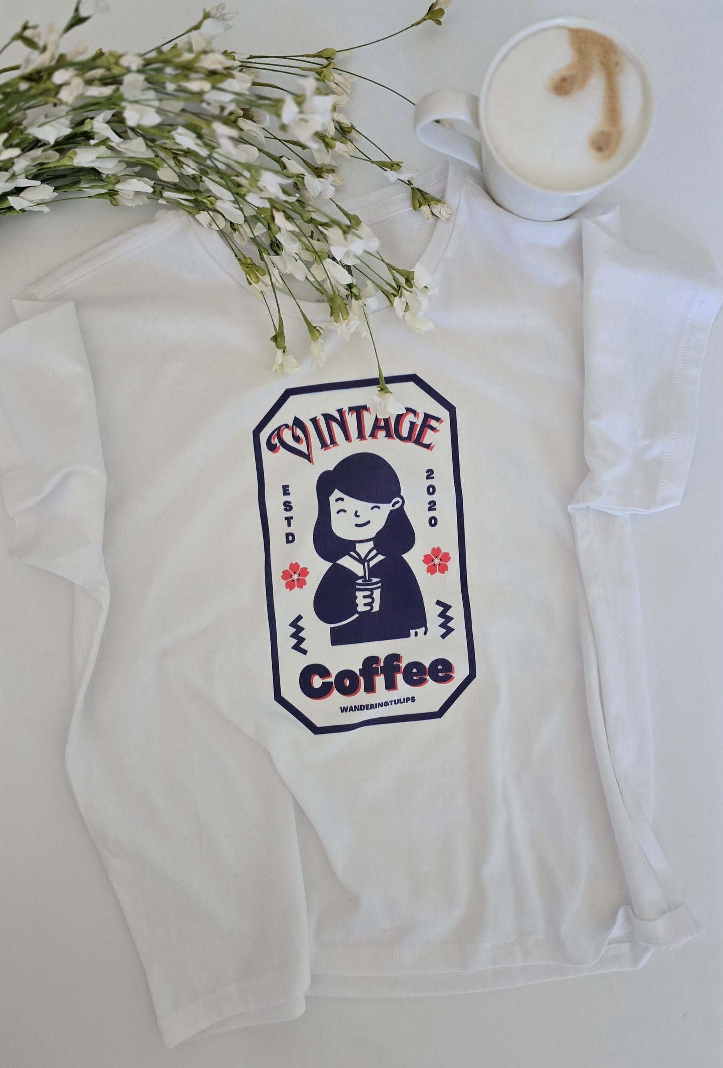 Vintage Coffee Women’s High-Waisted T-Shirt | Wandering Tulips
