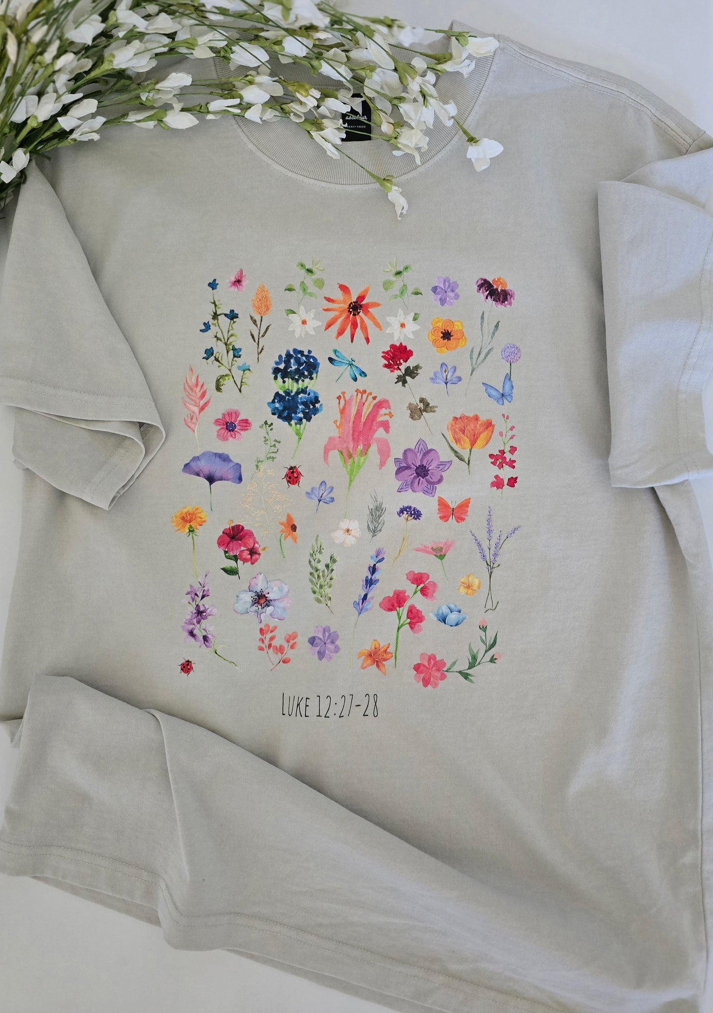 Luke 12:27-28 Oversized Faded T-Shirt | Wandering Tulips
