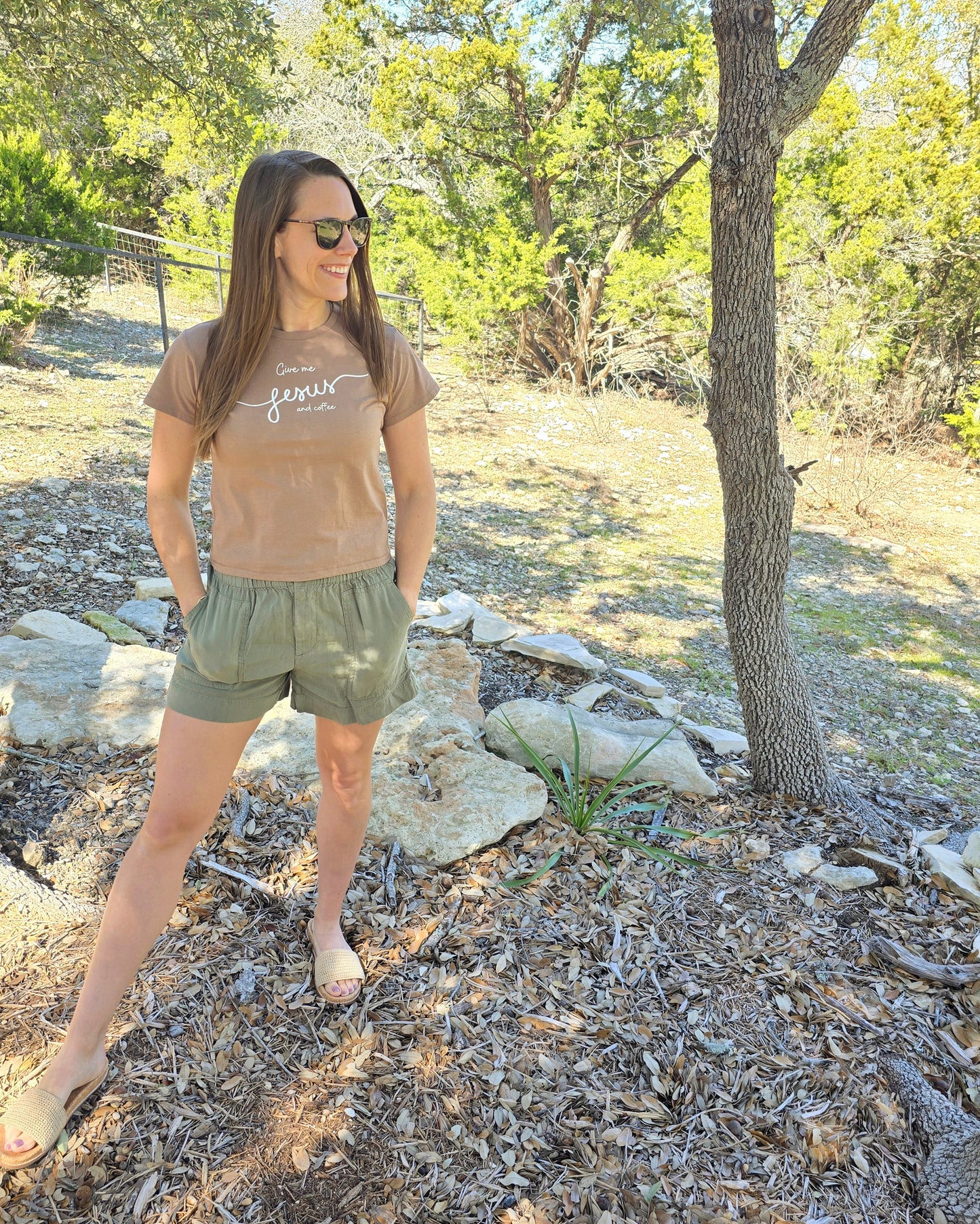 Give Me Jesus And Coffee Women’s High-Waisted T-Shirt | Wandering Tulips