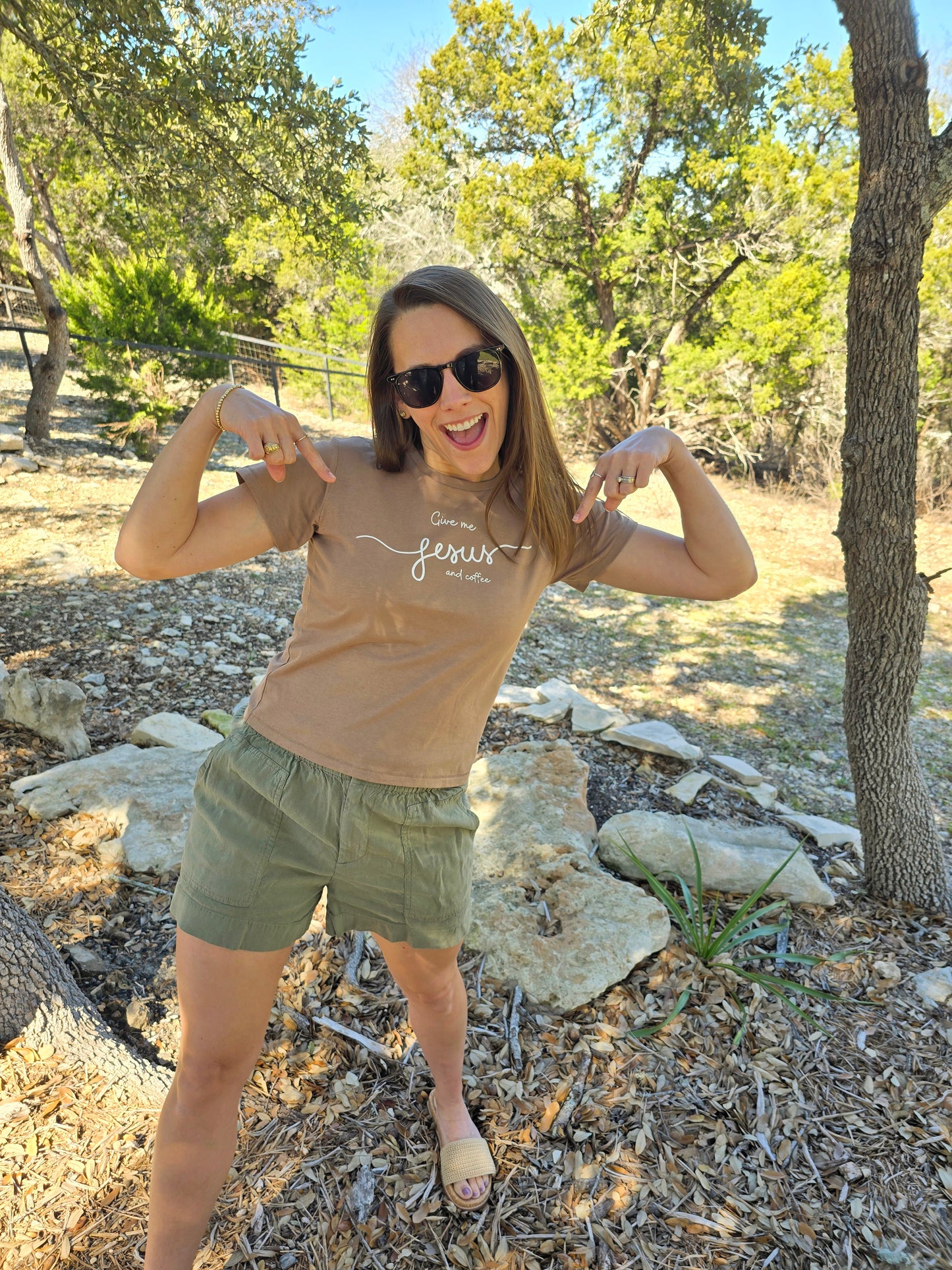 Give Me Jesus And Coffee Women’s High-Waisted T-Shirt | Wandering Tulips
