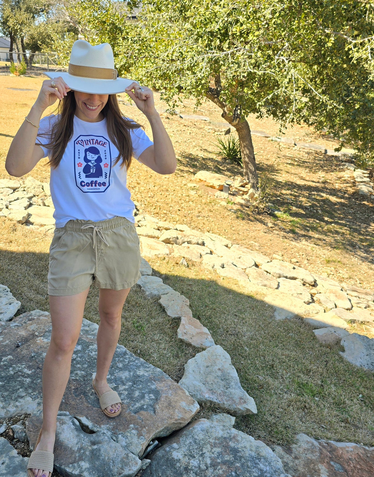 Vintage Coffee Women’s High-Waisted T-Shirt | Wandering Tulips