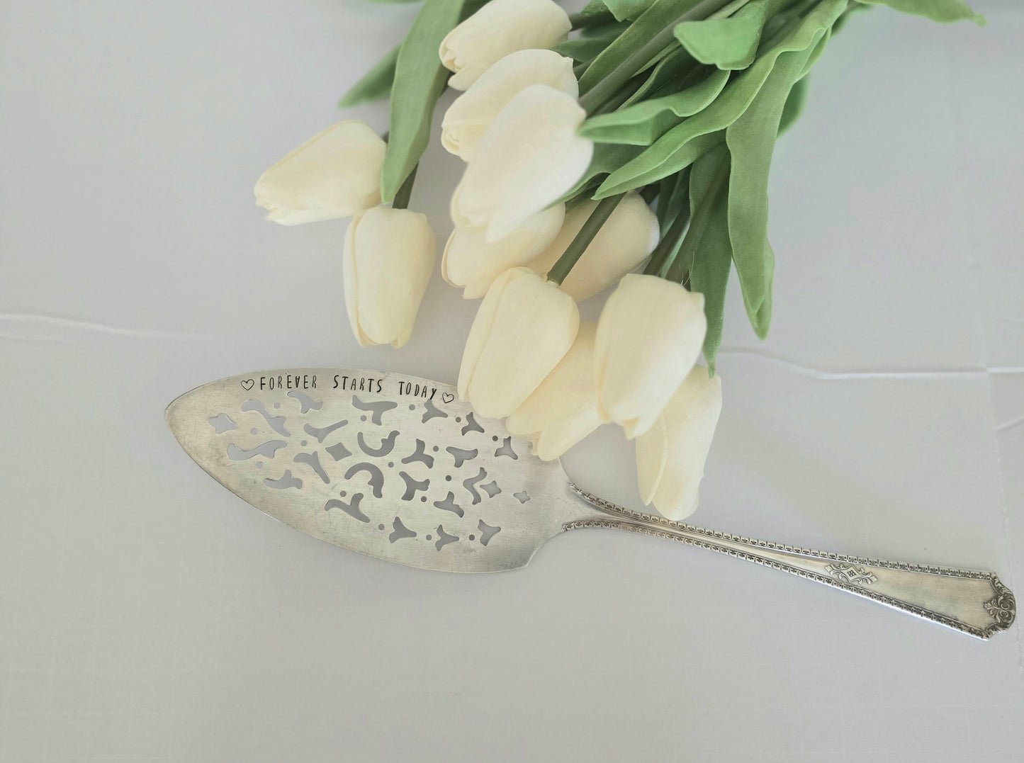 Forever Starts Today- Vintage Personalized Stamped Server | Wandering Tulips