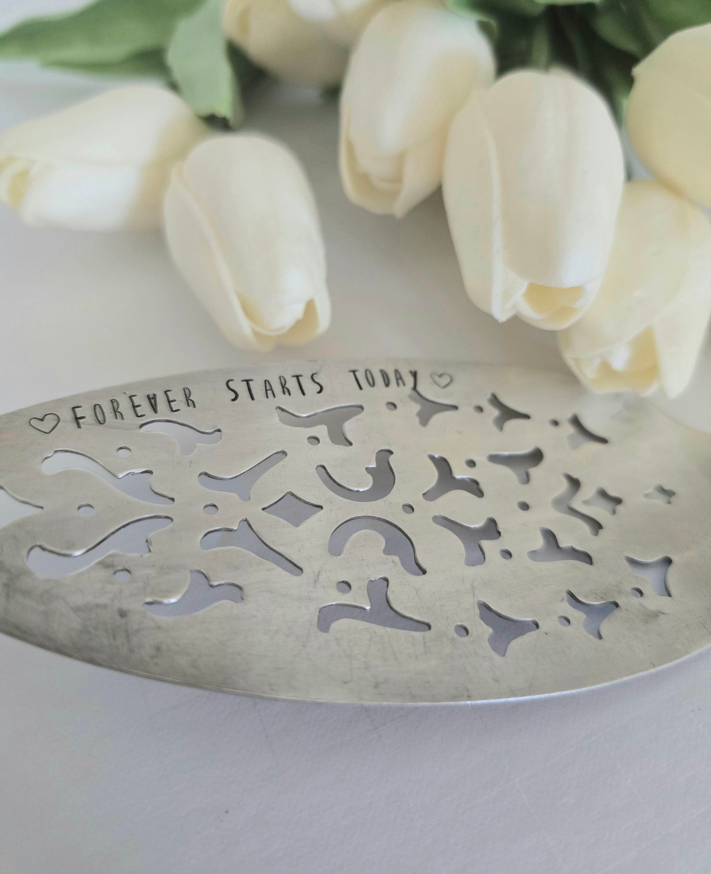 Forever Starts Today- Vintage Personalized Stamped Server | Wandering Tulips