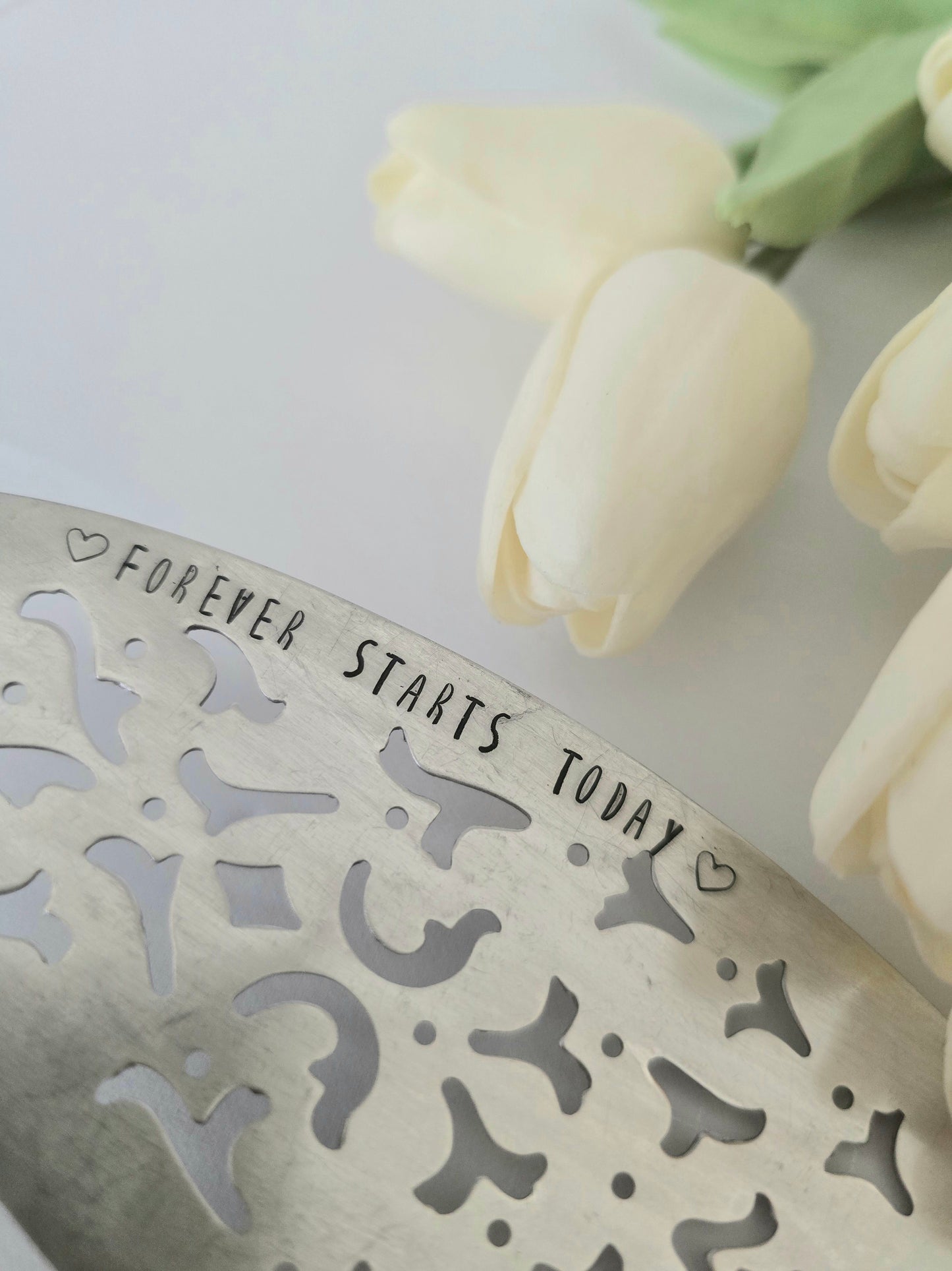 Forever Starts Today- Vintage Personalized Stamped Server | Wandering Tulips