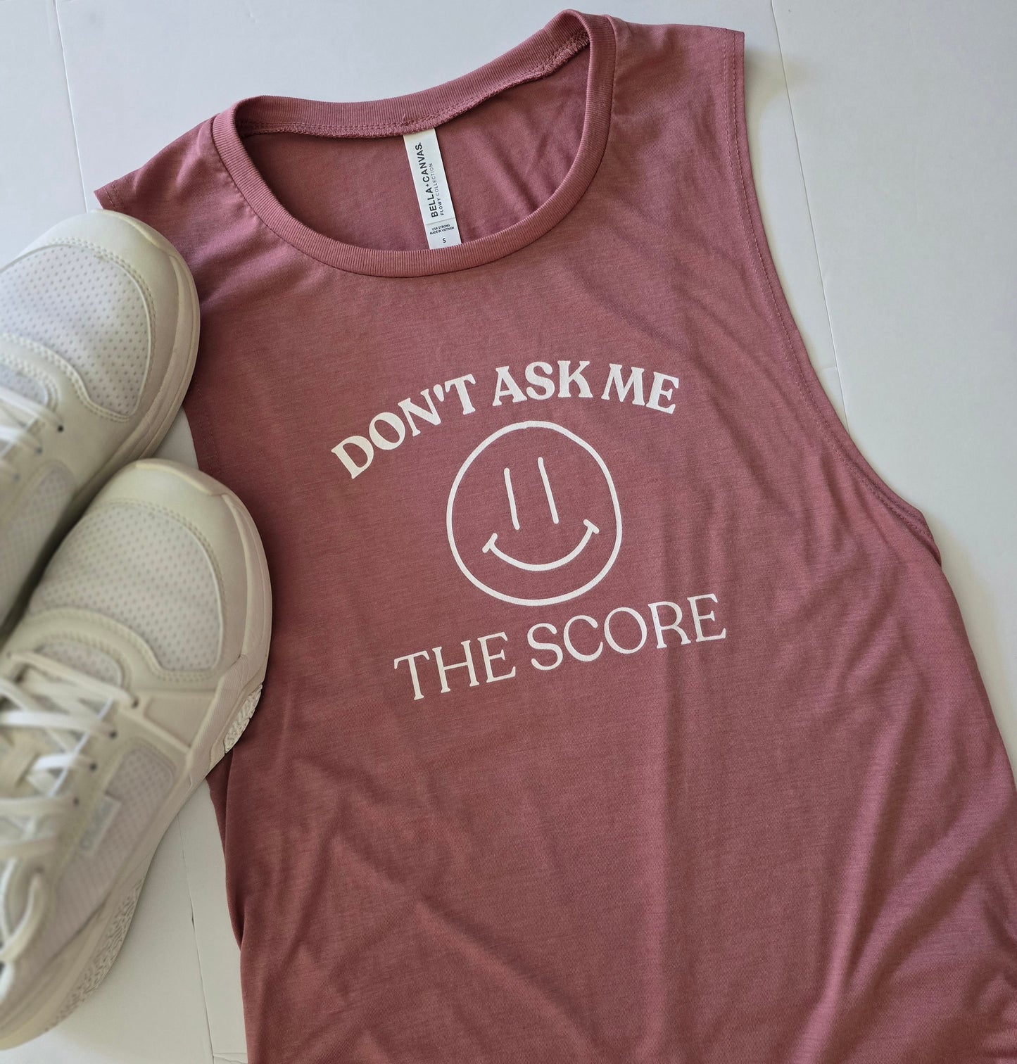 Don't Ask Me The Score Ladies’ Muscle Tank | Wandering Tulips