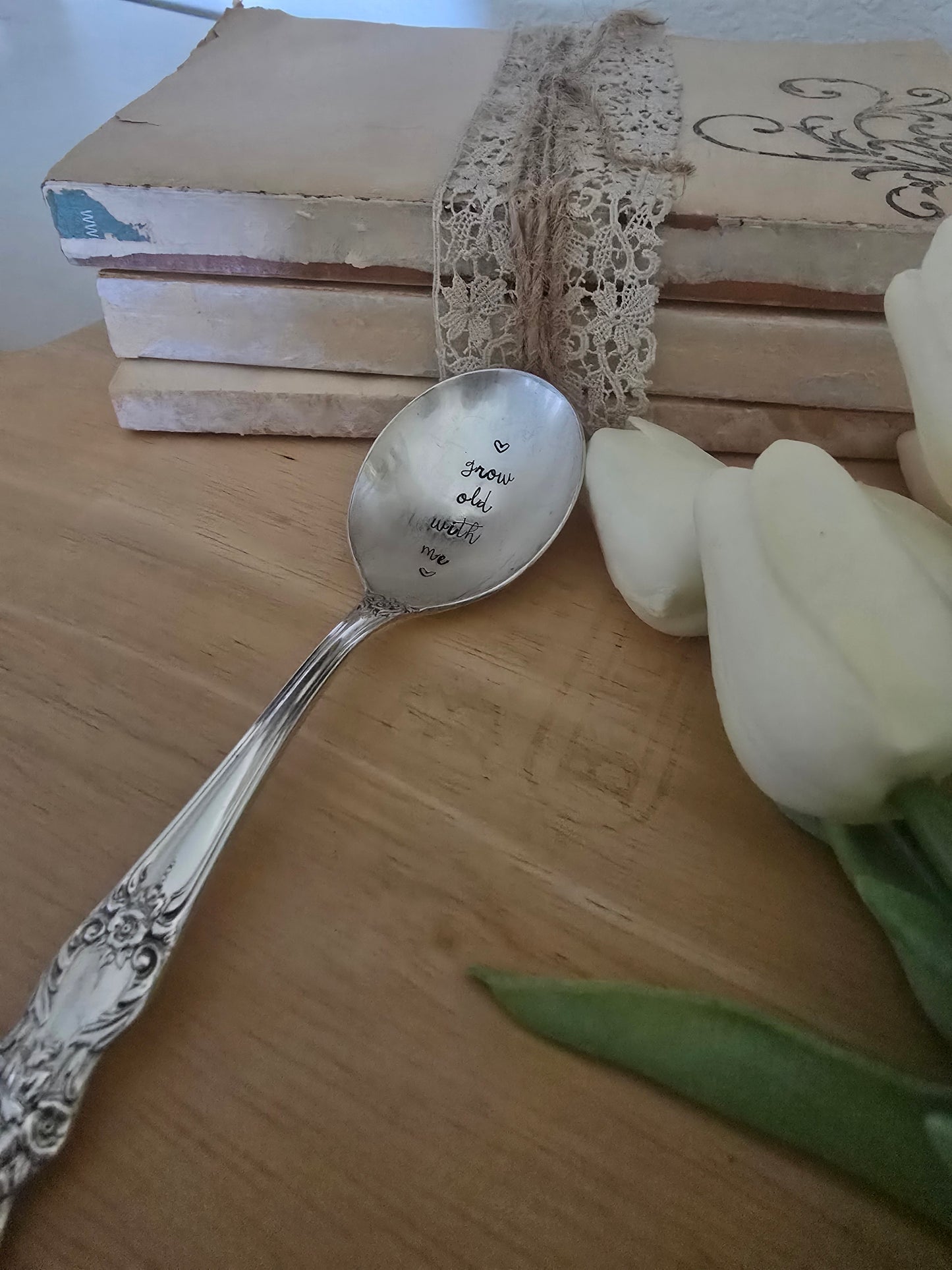 Grow Old With Me - Vintage Personalized Stamped Spoon | Wandering Tulips