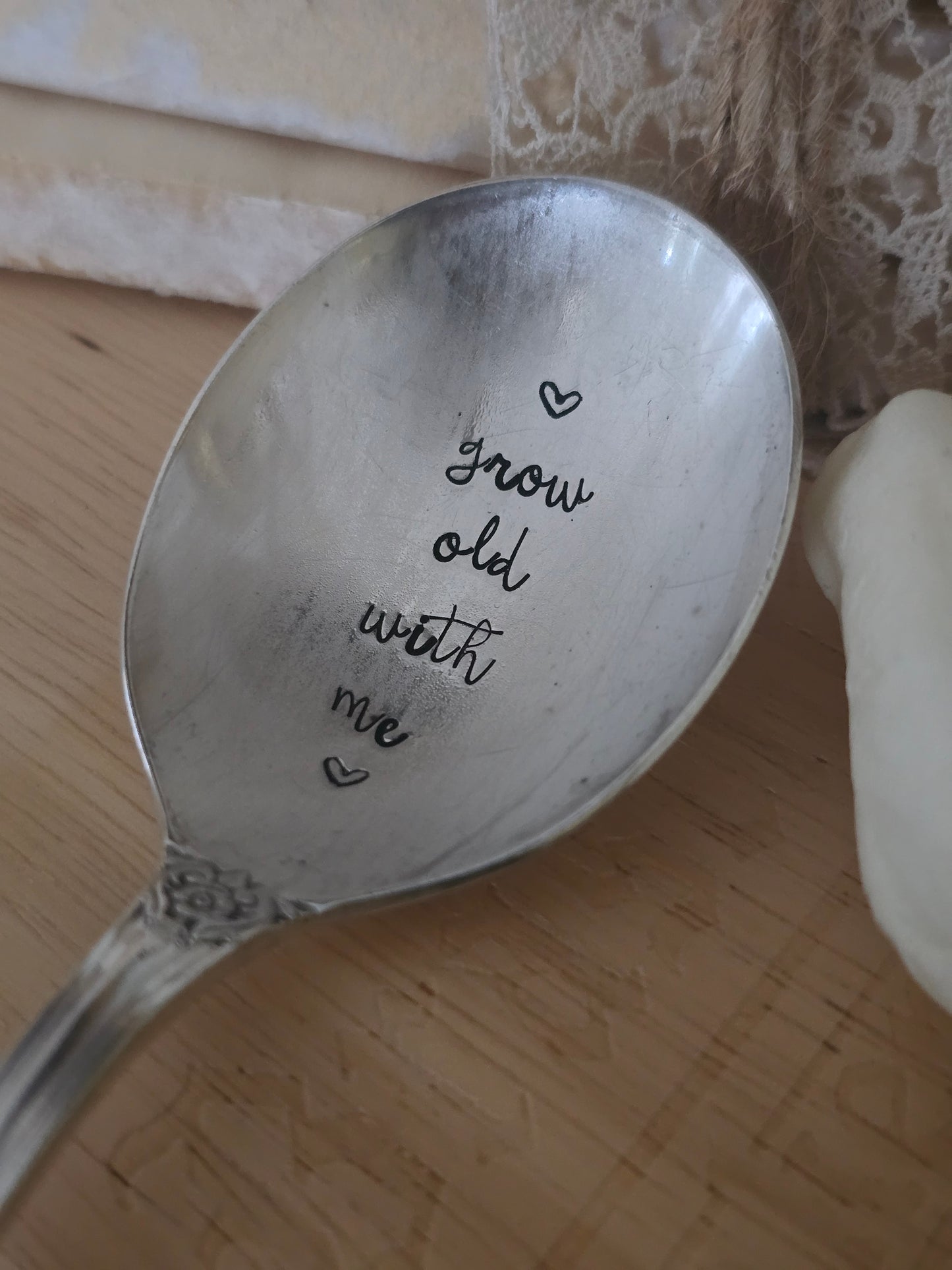 Grow Old With Me - Vintage Personalized Stamped Spoon | Wandering Tulips
