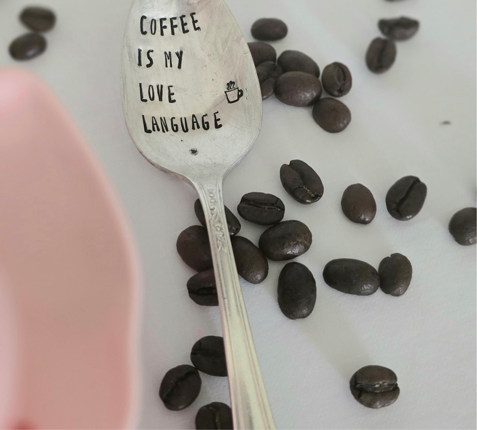 Coffee is my love language- Vintage Personalized Stamped Spoon | Wandering Tulips