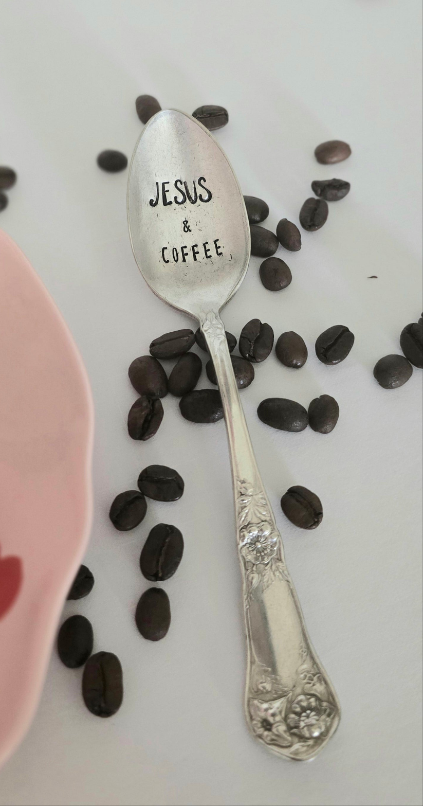 Jesus & Coffee - Vintage Personalized Stamped Spoon | Wandering Tulips