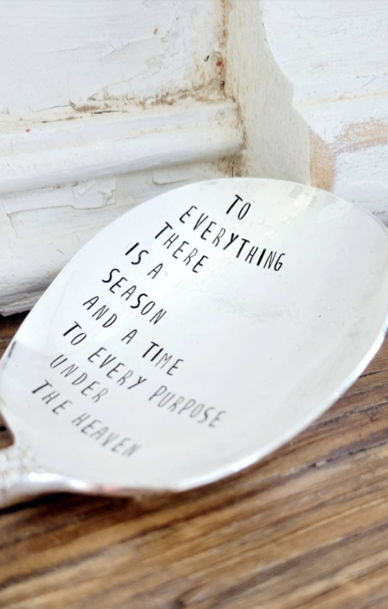 To everything there is a season - Vintage Personalized Stamped Spoon | Wandering Tulips