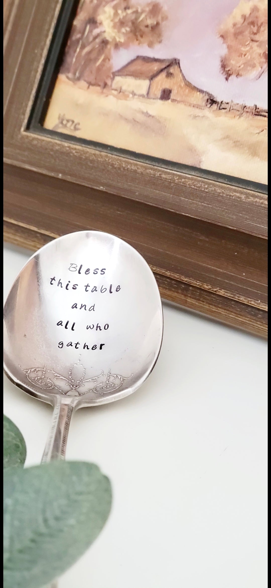 Bless this table and all who gather- Vintage Personalized Stamped Spoon | Wandering Tulips
