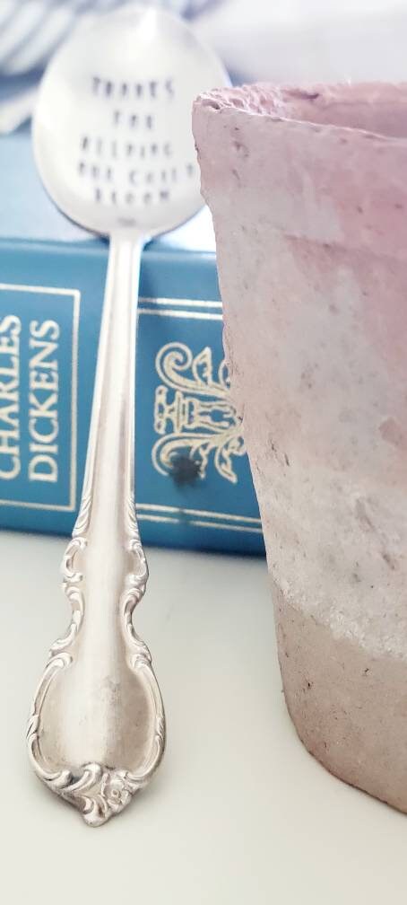 Thanks For Helping Our Child Bloom Vintage Silver Plated Soup Spoon,Gift for Teacher,Gift for Educator,Gift for Principle