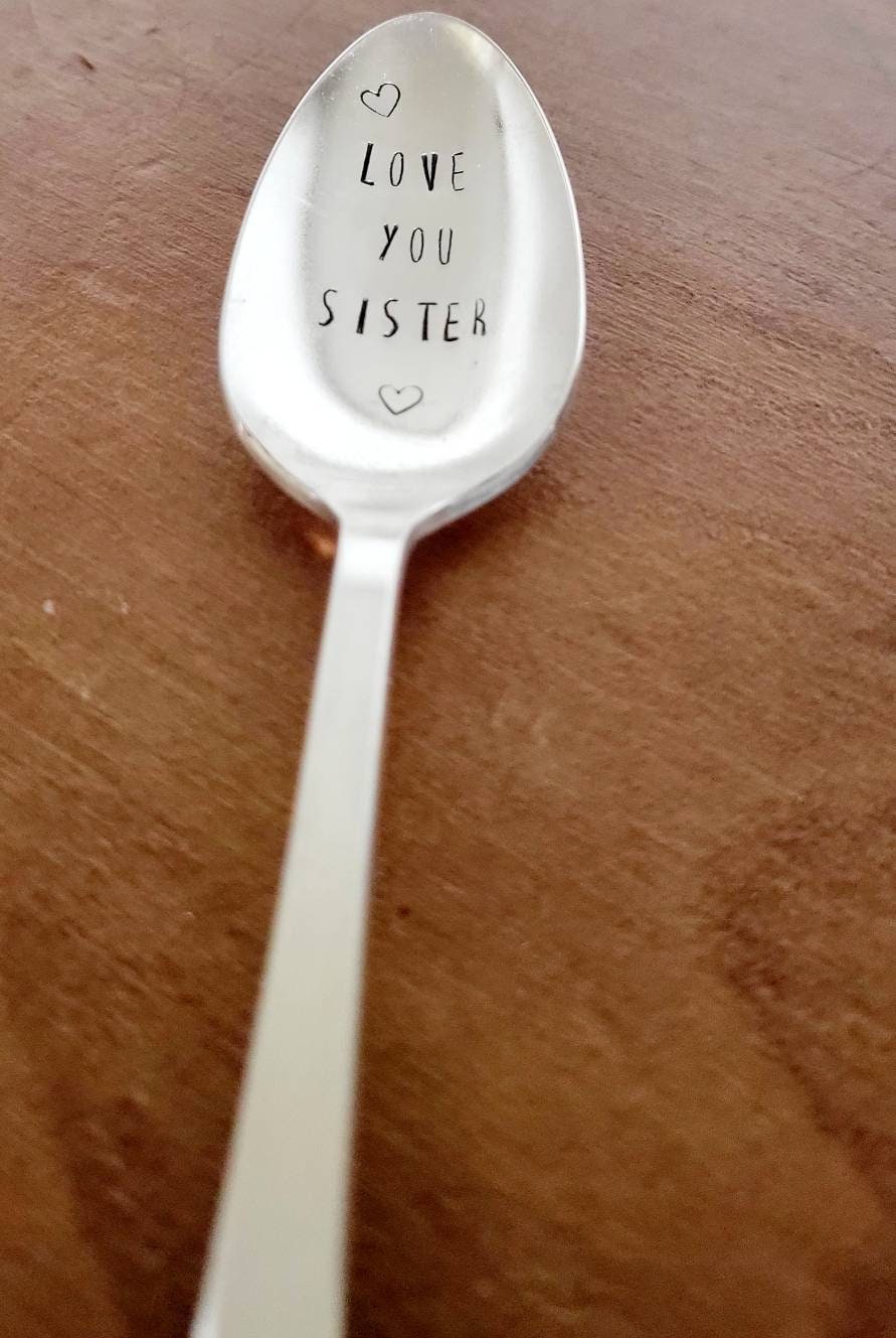 Love You Sister Vintage Teaspoon,Gift for Sister,Gift for Friend,Gift for Valentines,Uplifting Gift,Gift of Encouragement, Show love gift