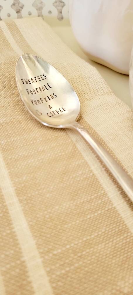 Sweaters,Football,Pumpkins and Coffee Vintage Silver Plated Soup Spoon,Gift for football fan,gift for coffee lover,autumn gift,gift for him