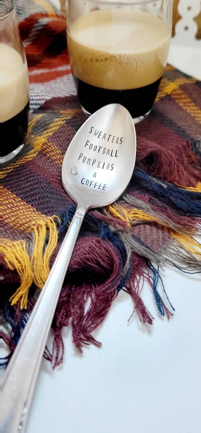 Sweaters,Football,Pumpkins and Coffee Vintage Silver Plated Soup Spoon,Gift for football fan,gift for coffee lover,autumn gift,gift for him