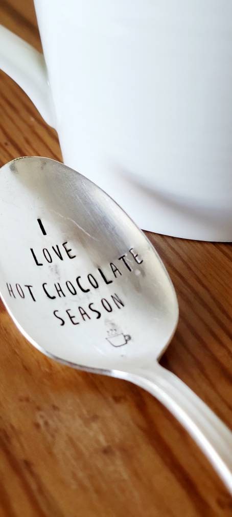 I Love Hot Chocolate Season Silver Plated Vintage Soup Spoon,Gift for son,gift for daughter,stocking gift,stocking stuffer,gift for friend
