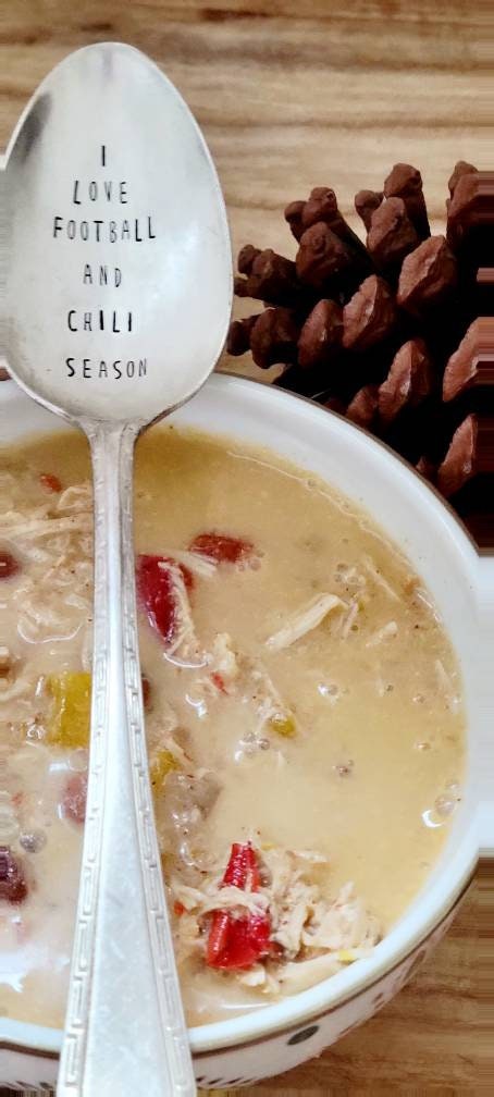 I Love Football and Chili Season Vintage Silver Plated Large Soup Spoon,Gift for Pop,Gift for Dad,gift for brother,gift for husband