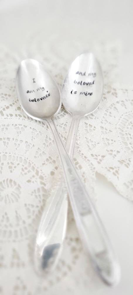 I Am My Beloved's And My Beloved Is Mine Vintage Silver Plated Teaspoons, gift for couple, gift for birthday, gift for anniversary