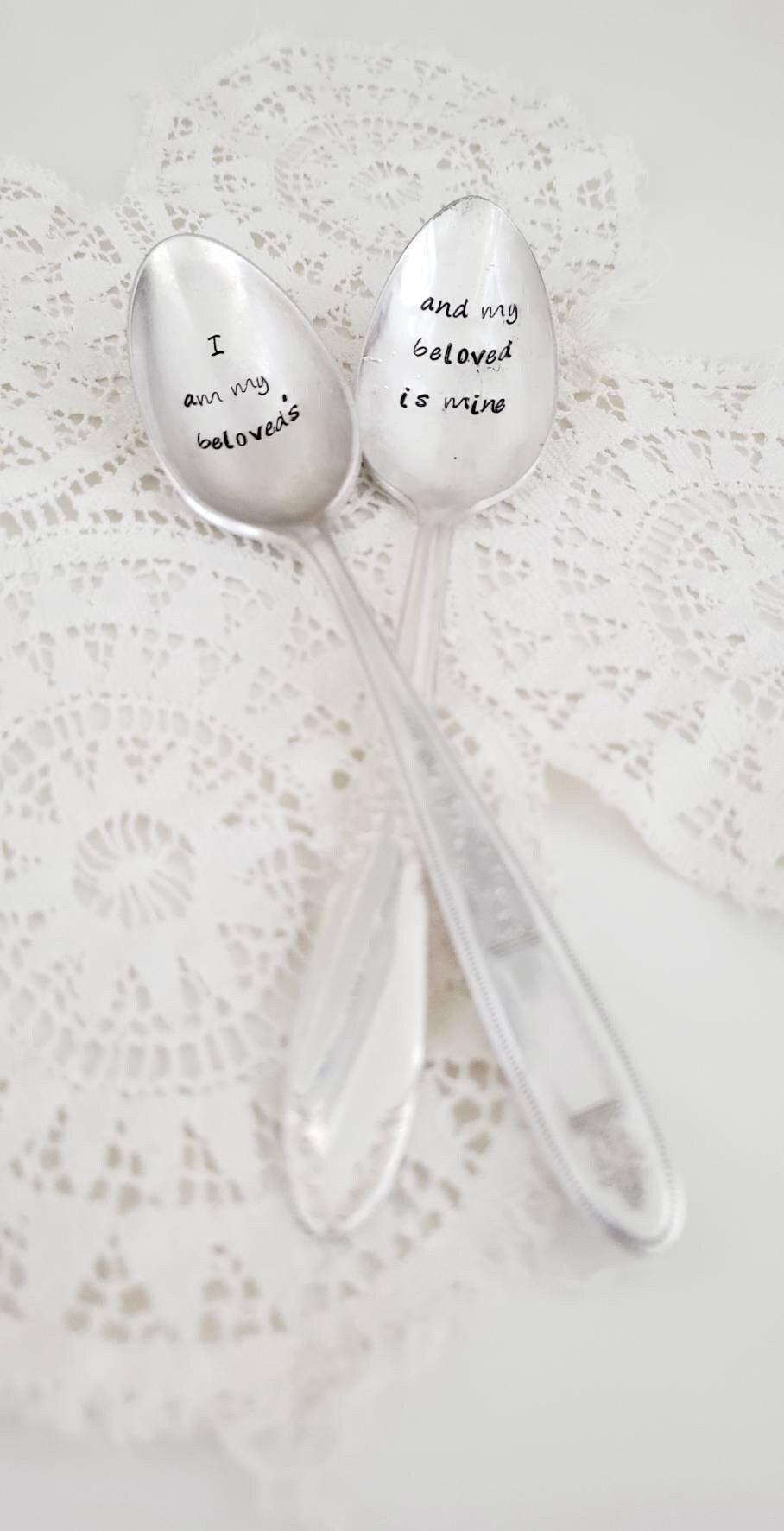 I Am My Beloved's And My Beloved Is Mine Vintage Silver Plated Teaspoons, gift for couple, gift for birthday, gift for anniversary