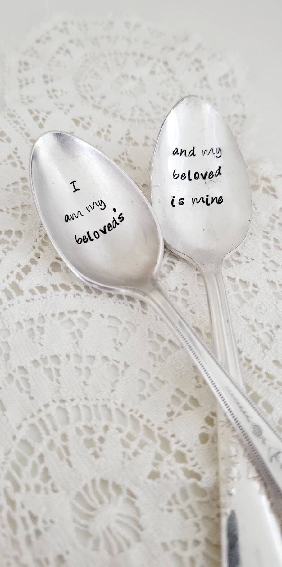 I Am My Beloved's And My Beloved Is Mine Vintage Silver Plated Teaspoons, gift for couple, gift for birthday, gift for anniversary